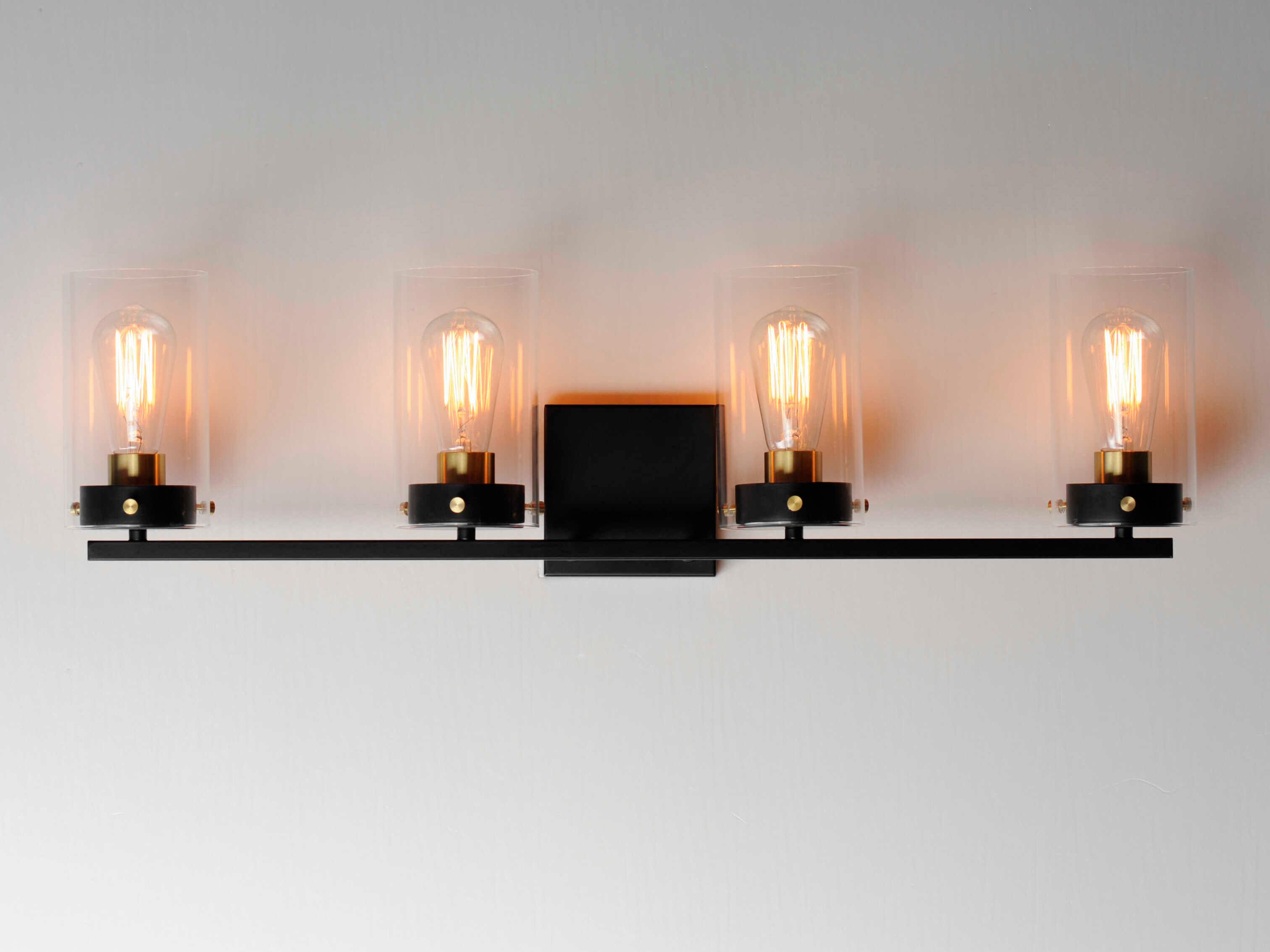 Maxim Lighting Pinn 4-Light Black Satin Brass Glass Vanity Light