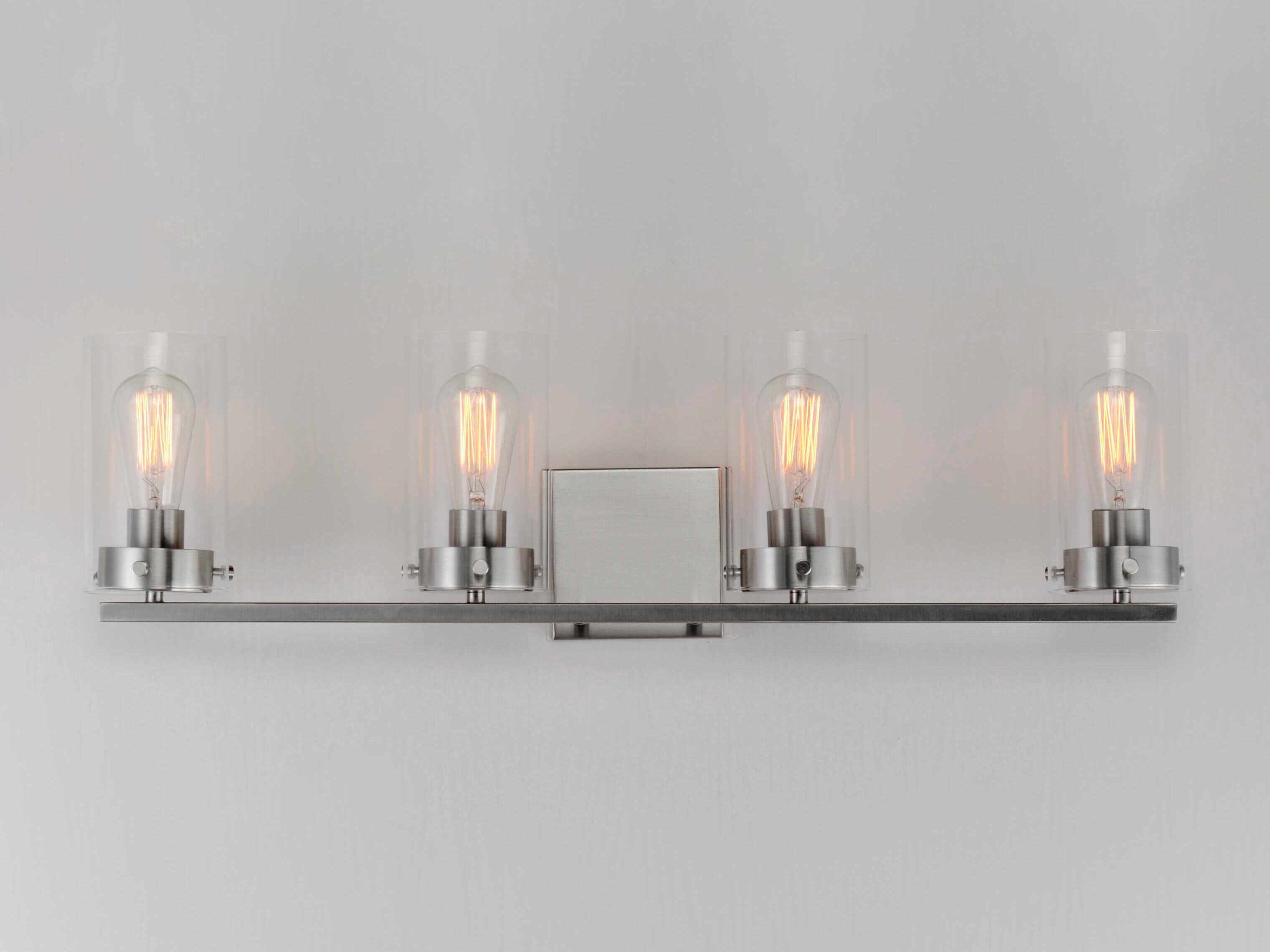 Maxim Lighting Pinn 4-Light Satin Nickel Glass Vanity Light