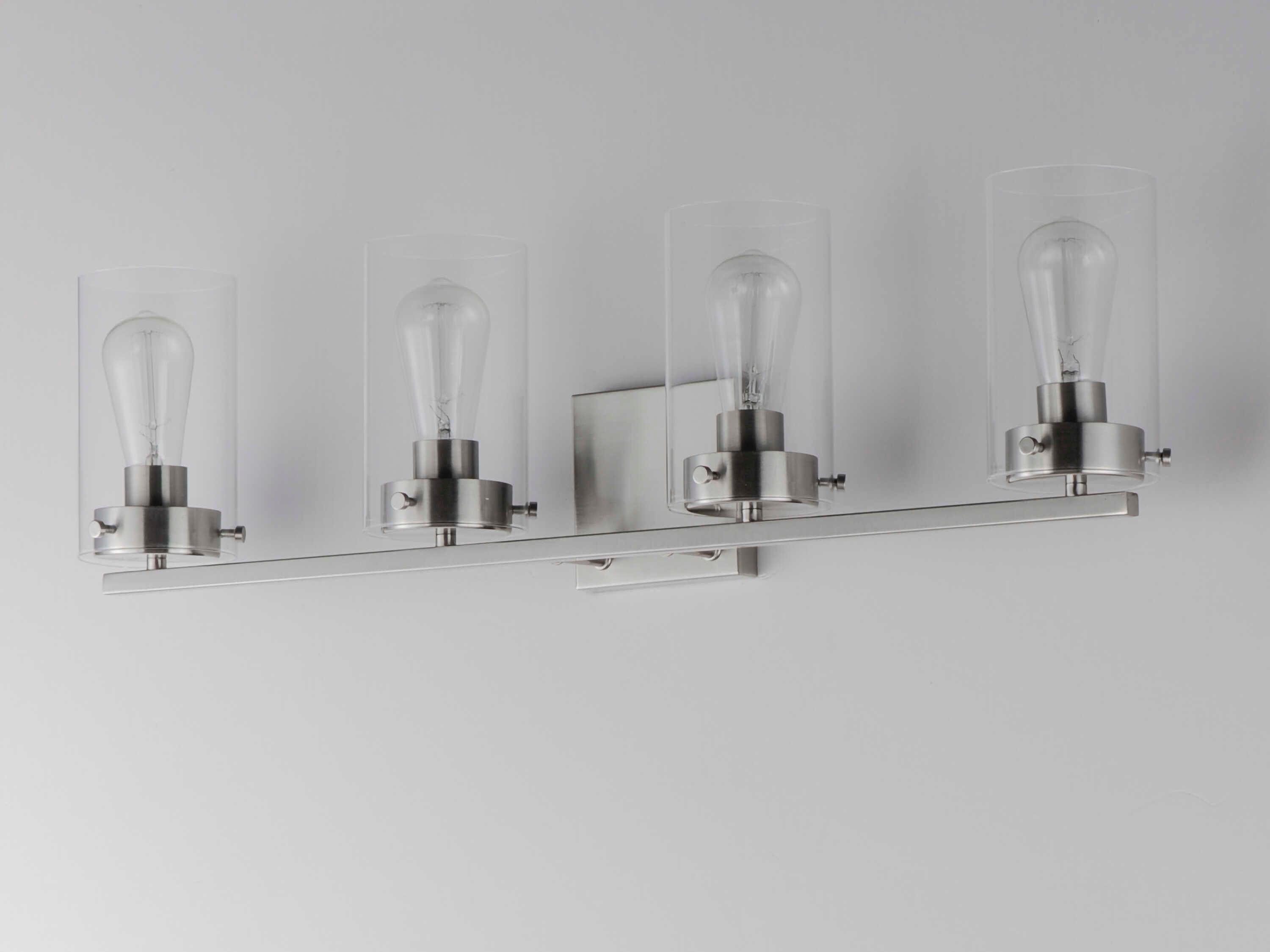 Maxim Lighting Pinn 4-Light Satin Nickel Glass Vanity Light