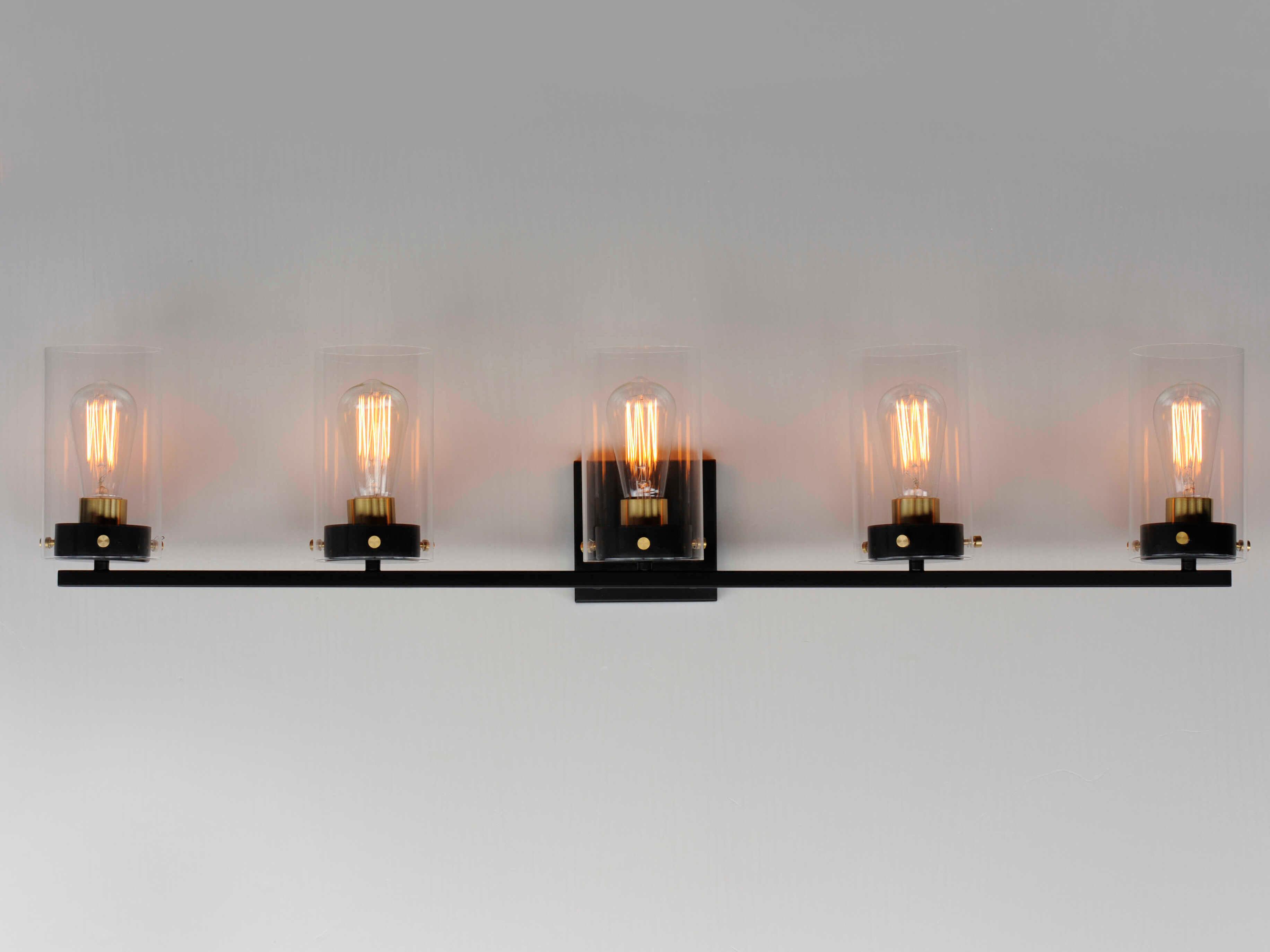 Maxim Lighting Pinn 5-Light Black Satin Brass Glass Vanity Light
