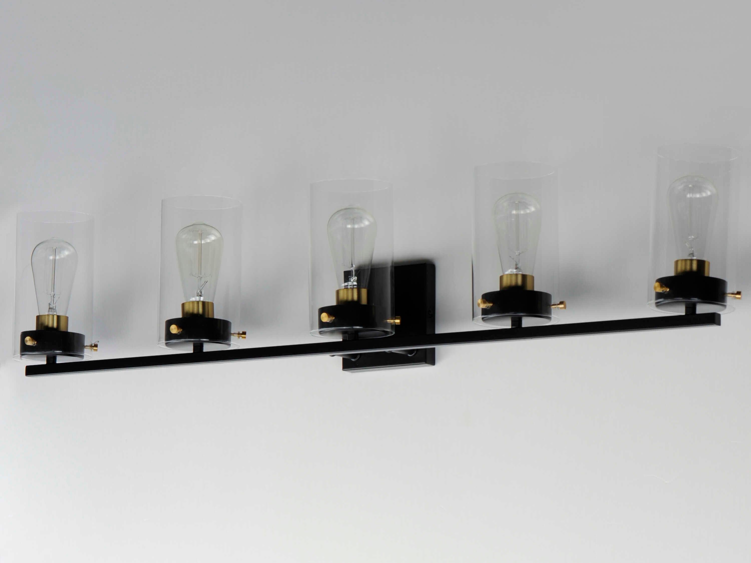 Maxim Lighting Pinn 5-Light Black Satin Brass Glass Vanity Light