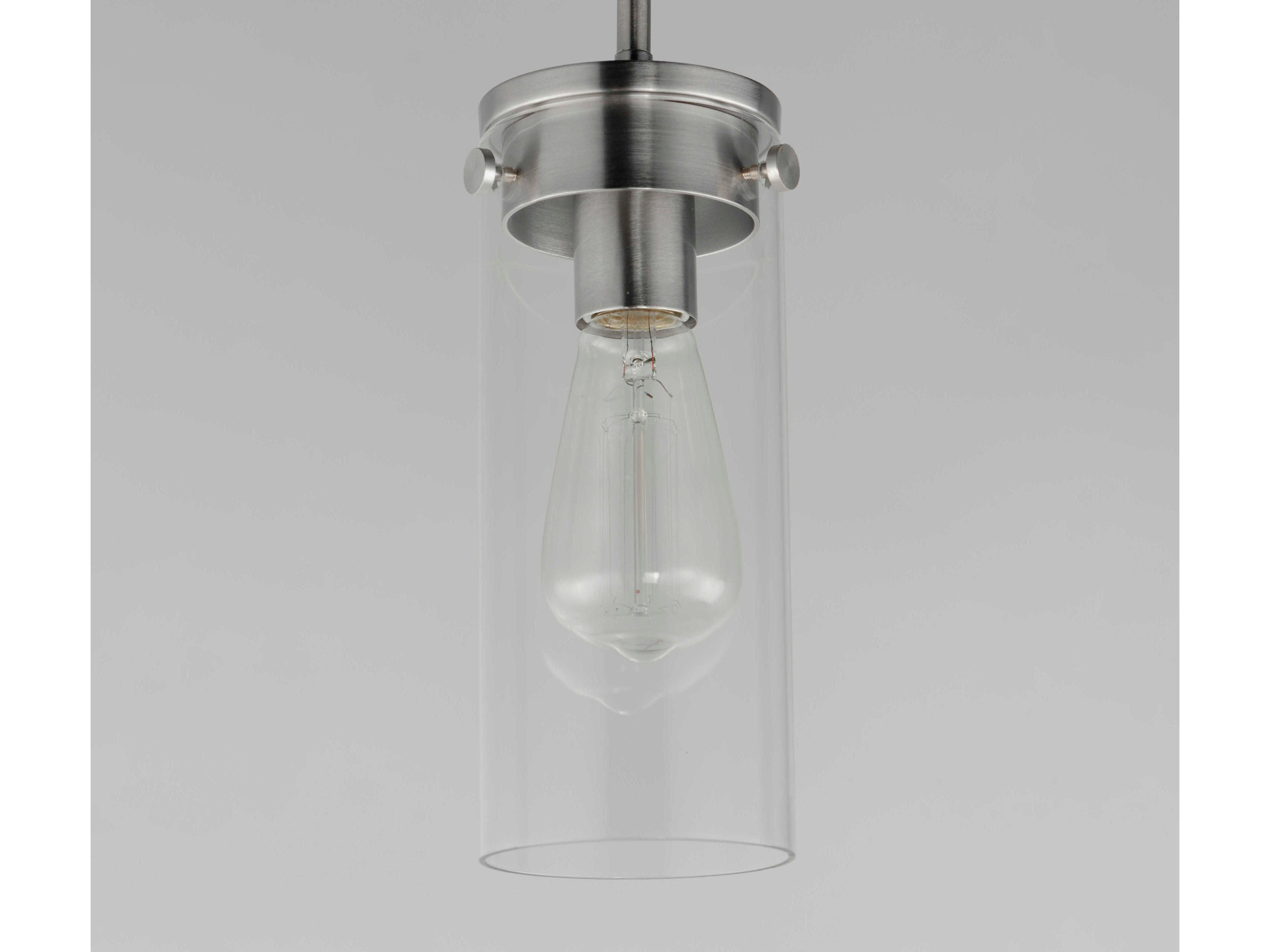 Maxim Lighting Pinn 1-Light Satin Nickel Glass Cylinder Mini Pendant
