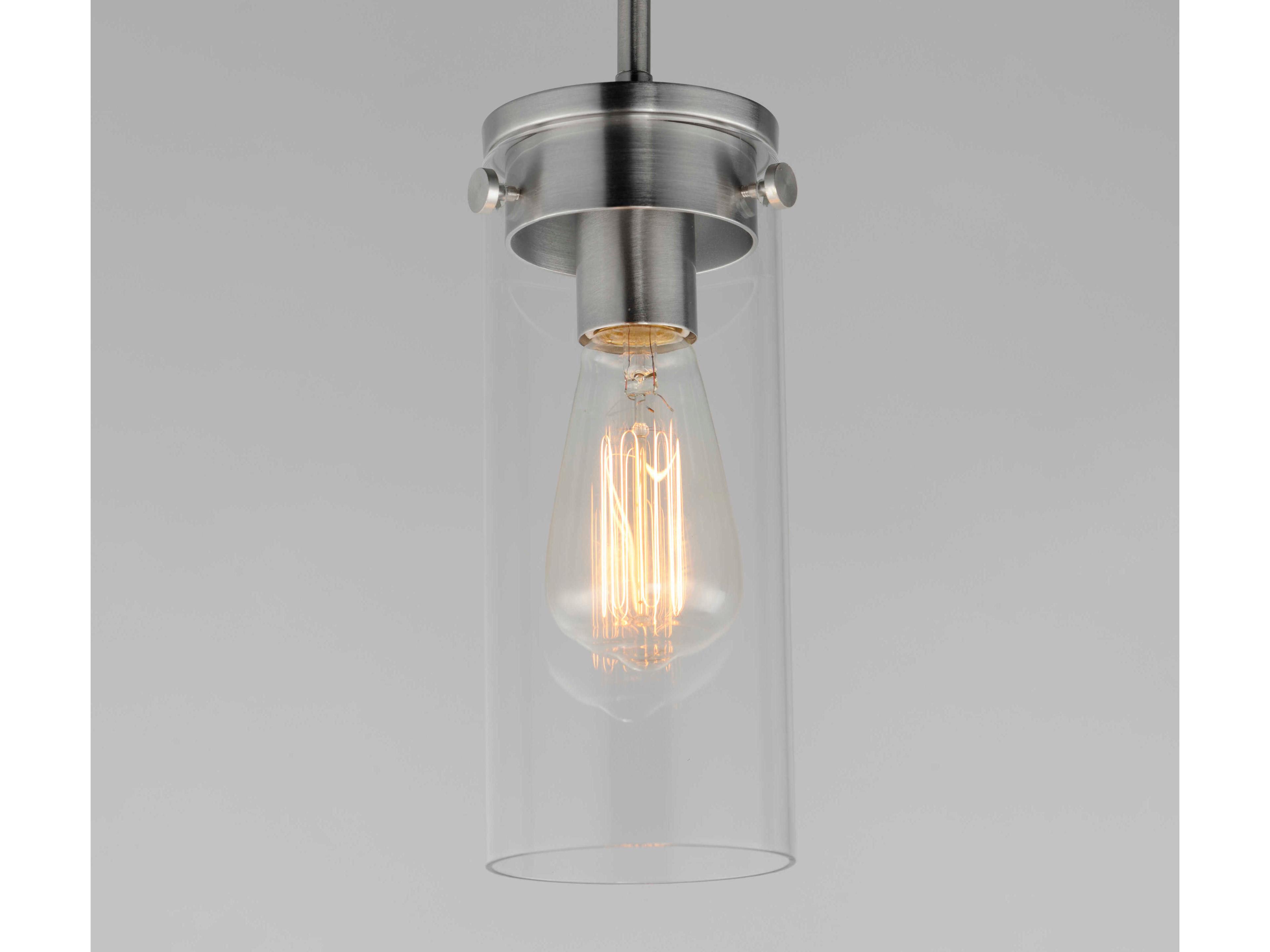 Maxim Lighting Pinn 1-Light Satin Nickel Glass Cylinder Mini Pendant