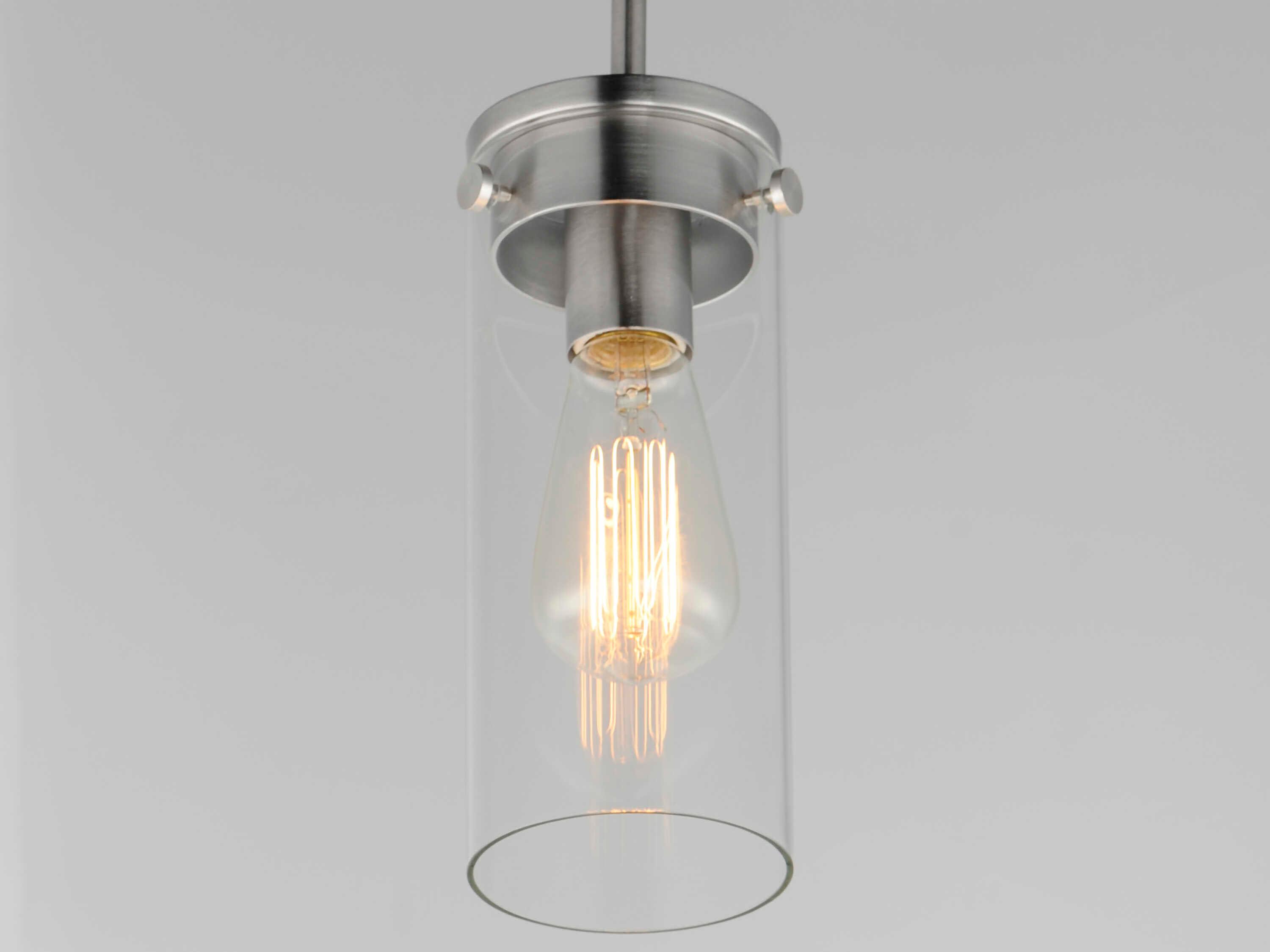 Maxim Lighting Pinn 1-Light Satin Nickel Glass Cylinder Mini Pendant