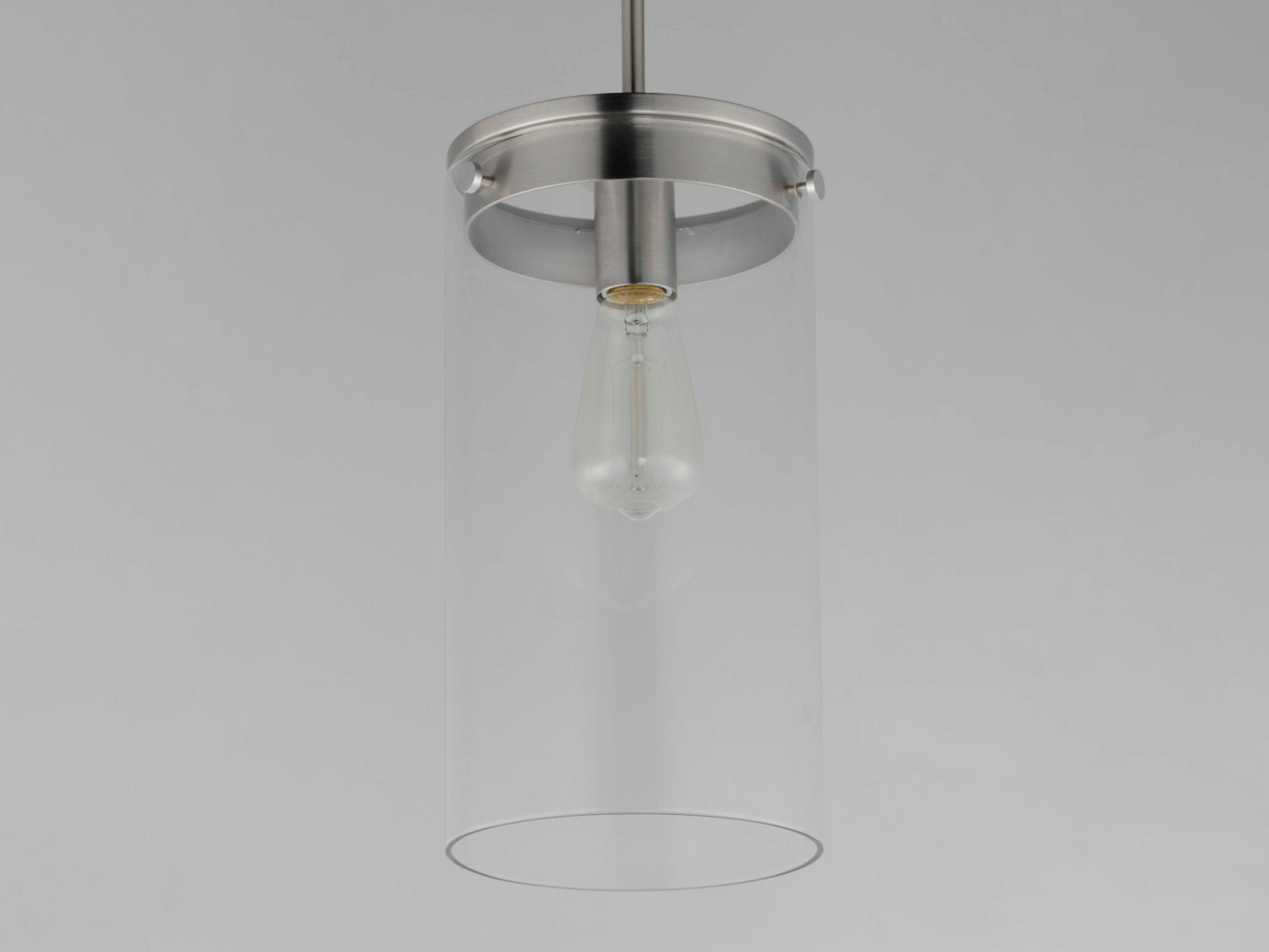 Maxim Lighting Pinn 1-Light Satin Nickel Glass Cylinder Mini Pendant
