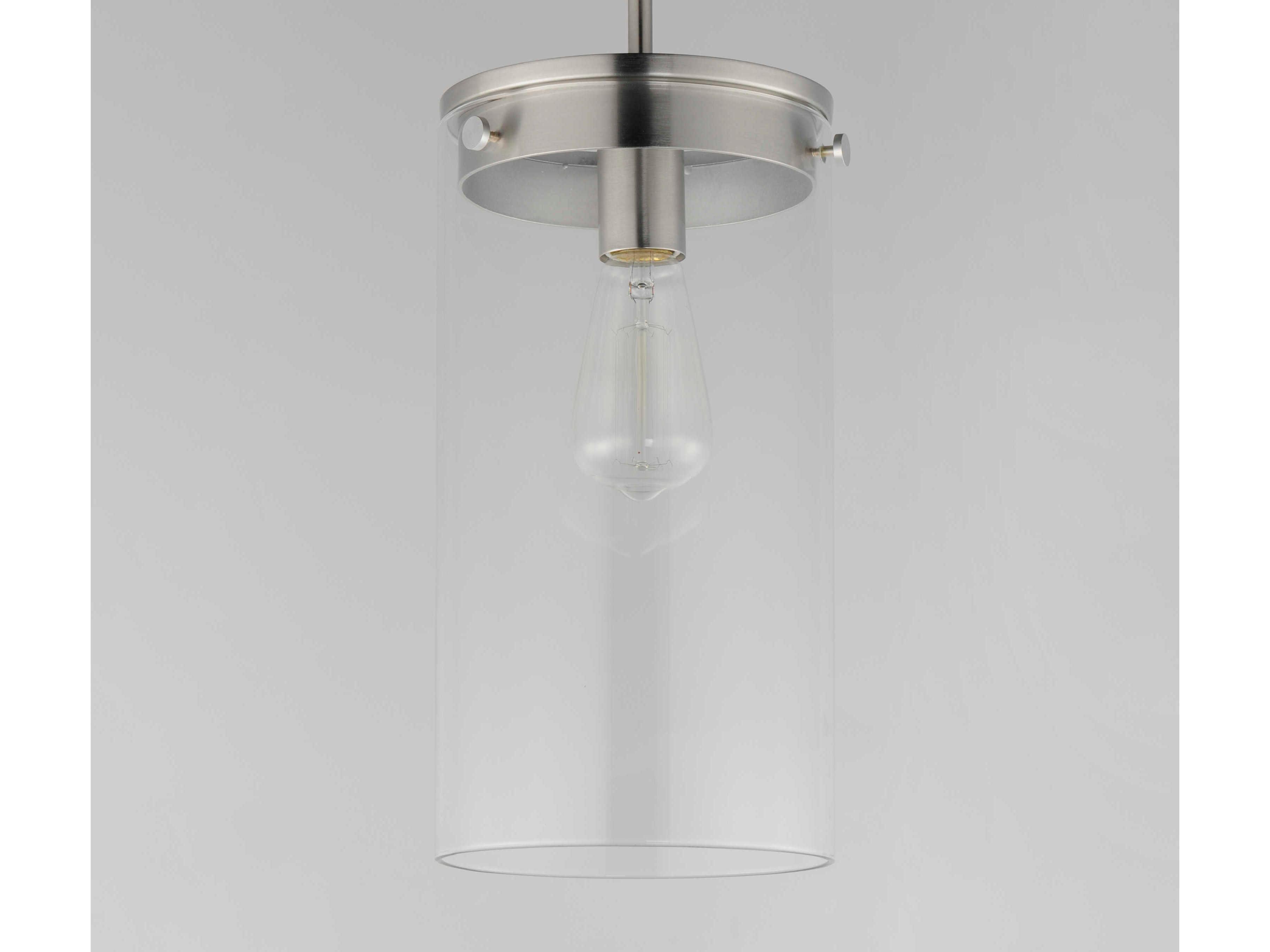 Maxim Lighting Pinn 1-Light Satin Nickel Glass Cylinder Mini Pendant
