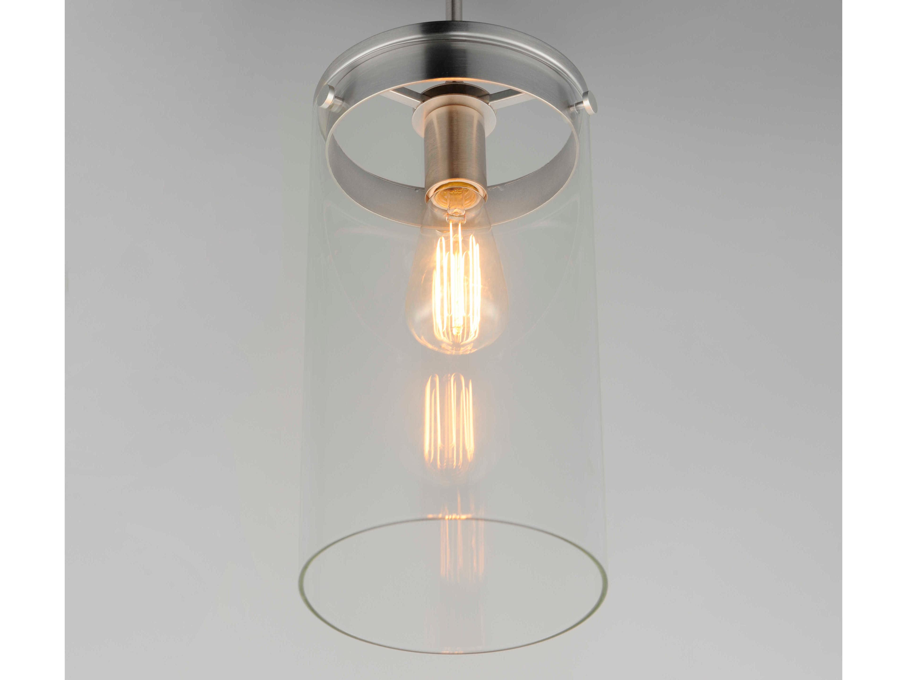 Maxim Lighting Pinn 1-Light Satin Nickel Glass Cylinder Mini Pendant