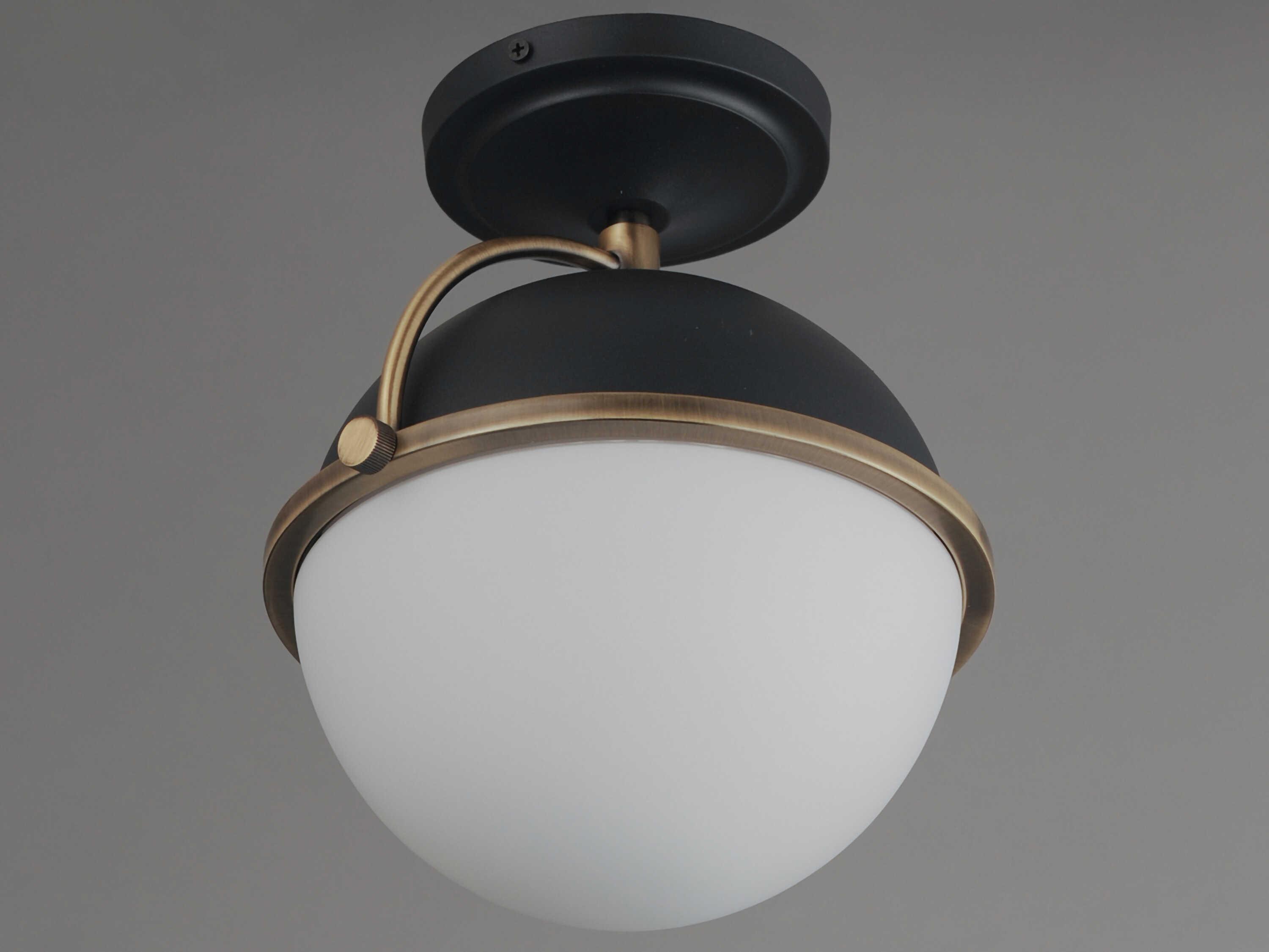 Maxim Lighting Duke 1-Light Black Weathered Brass Glass Globe Semi Flush Mount