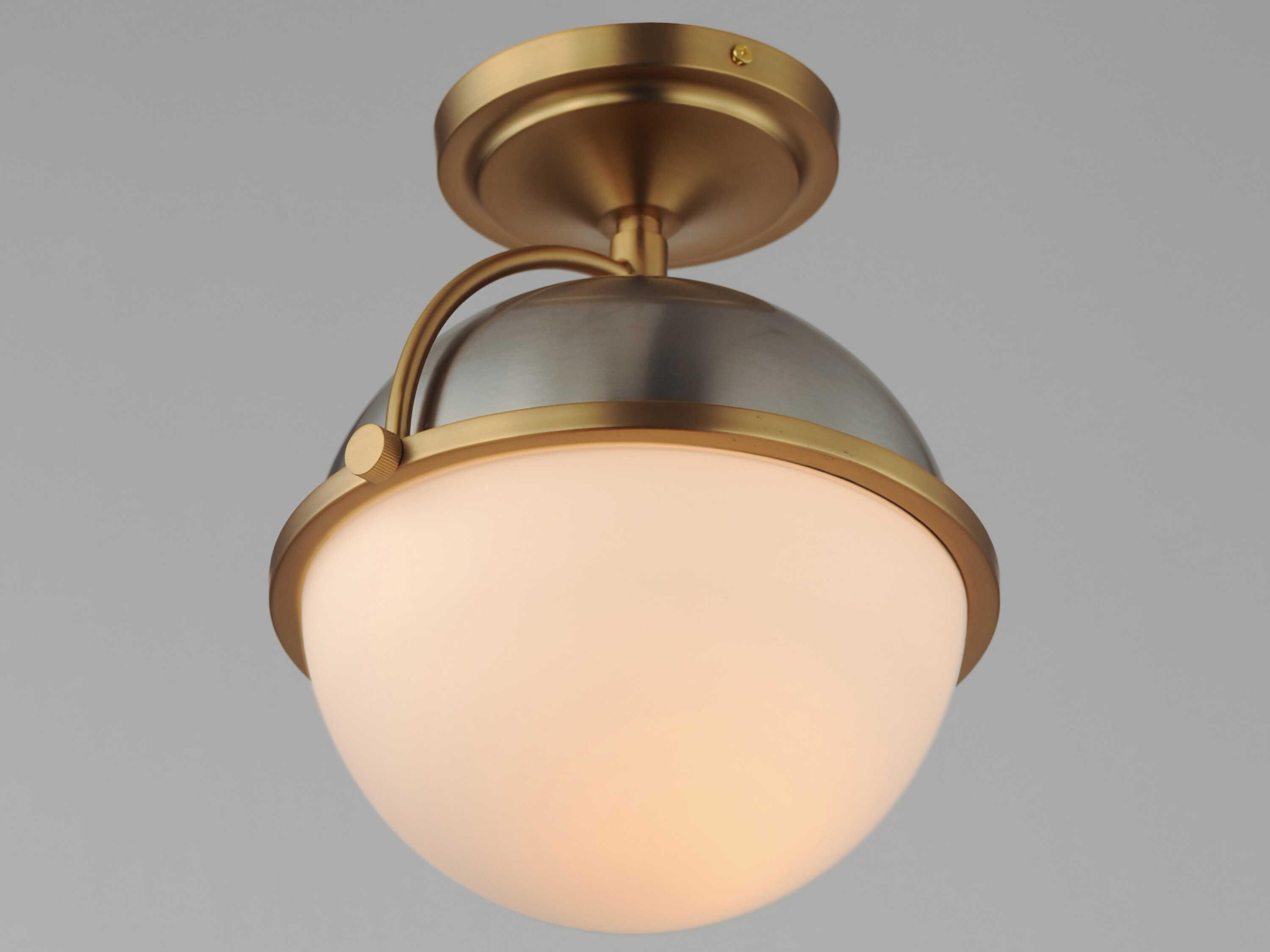 Maxim Lighting Duke 1-Light Satin Nickel Brass Glass Globe Semi Flush Mount