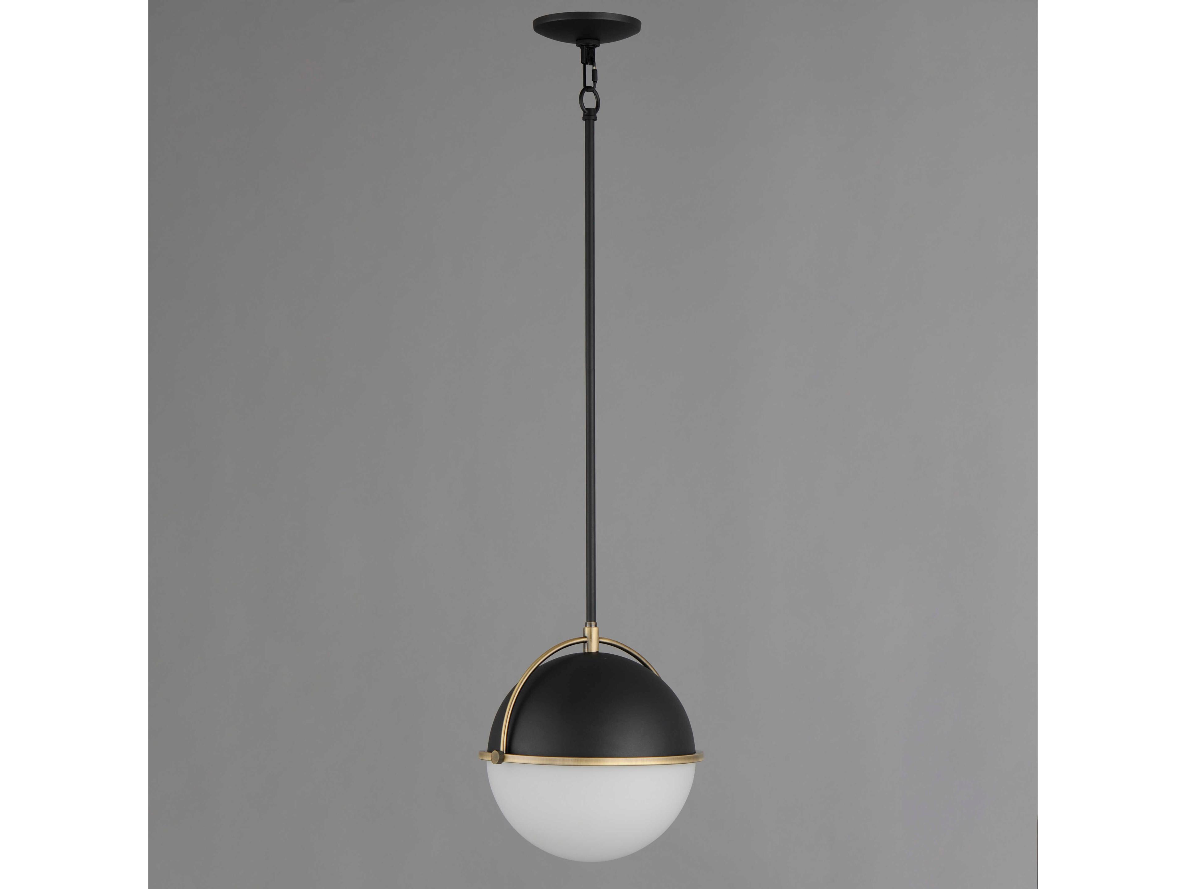 Maxim Lighting Duke 1-Light Black Weathered Brass Glass Globe Mini Pendant