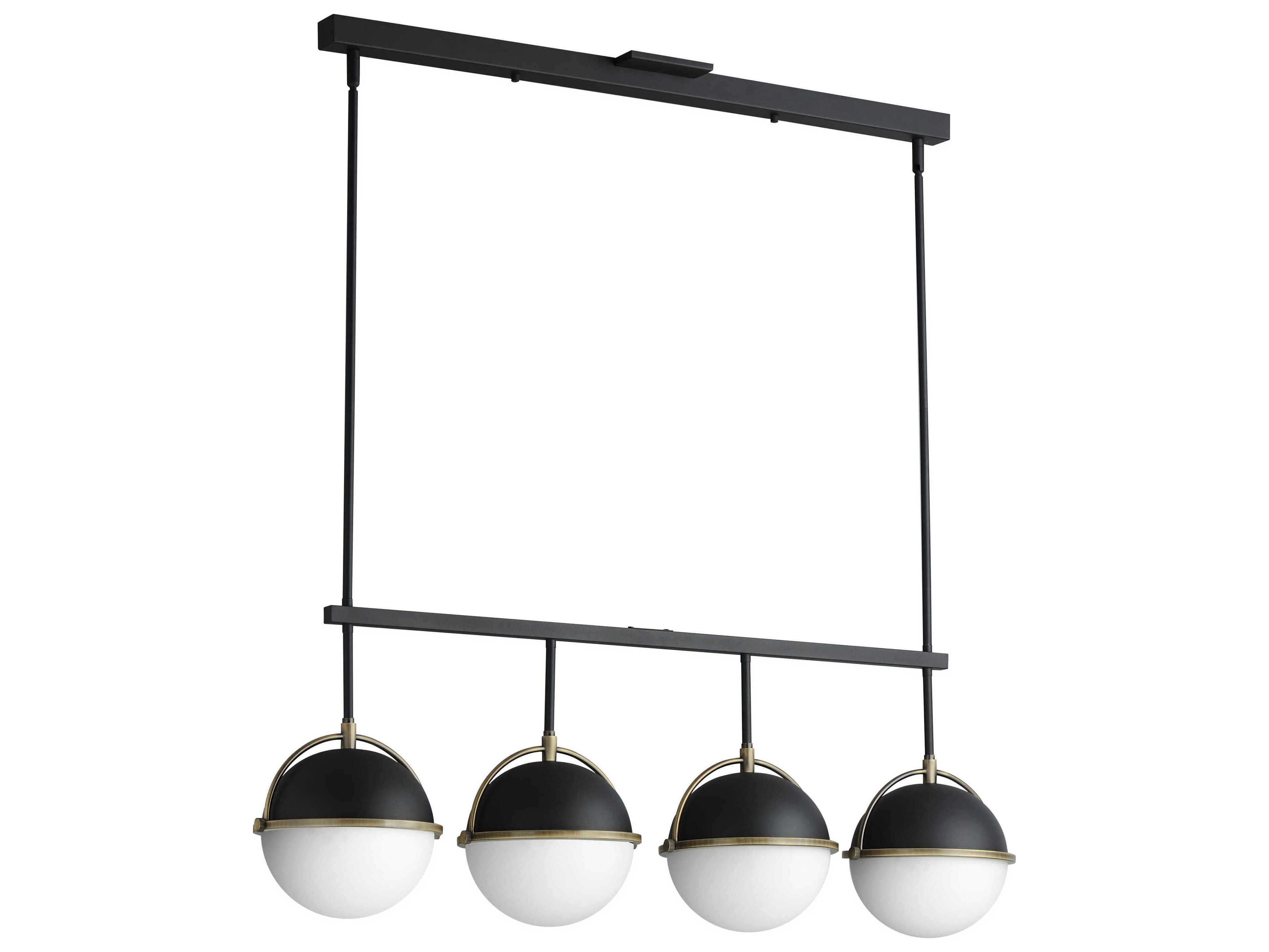 Maxim Lighting Duke 4-Light Black Weathered Brass Glass Globe Linear Island Pendant