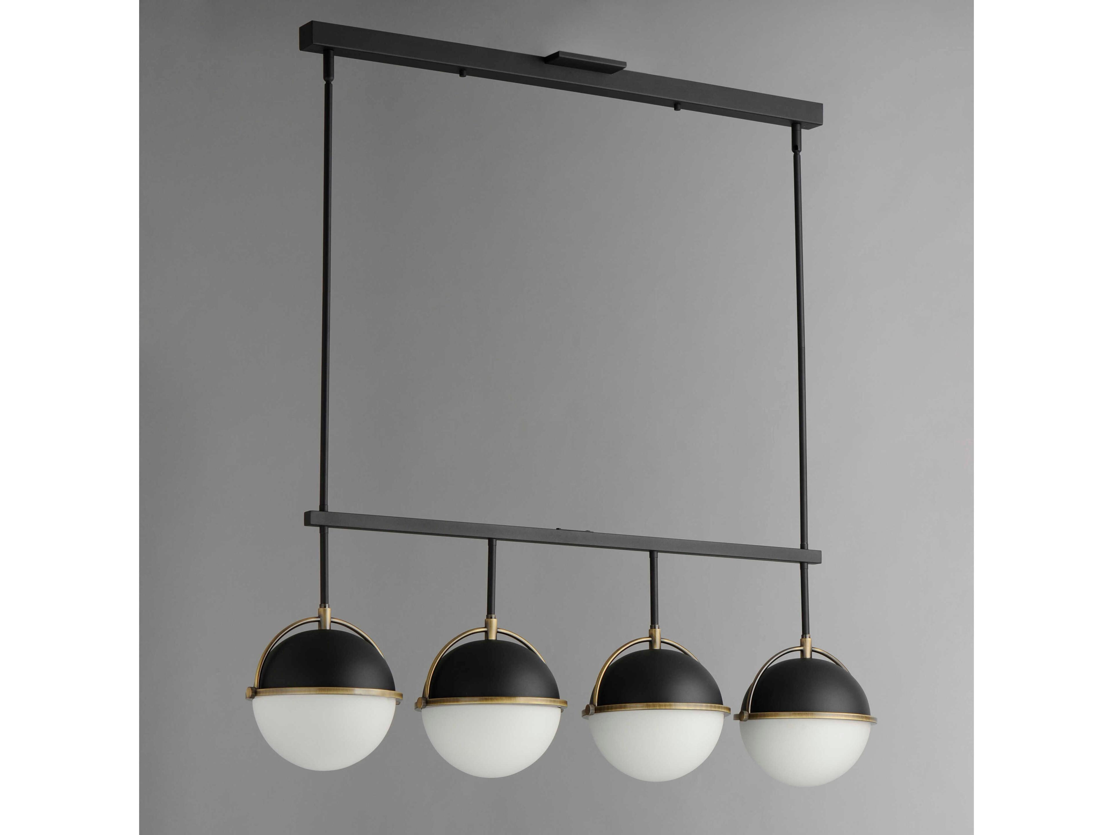 Maxim Lighting Duke 4-Light Black Weathered Brass Glass Globe Linear Island Pendant