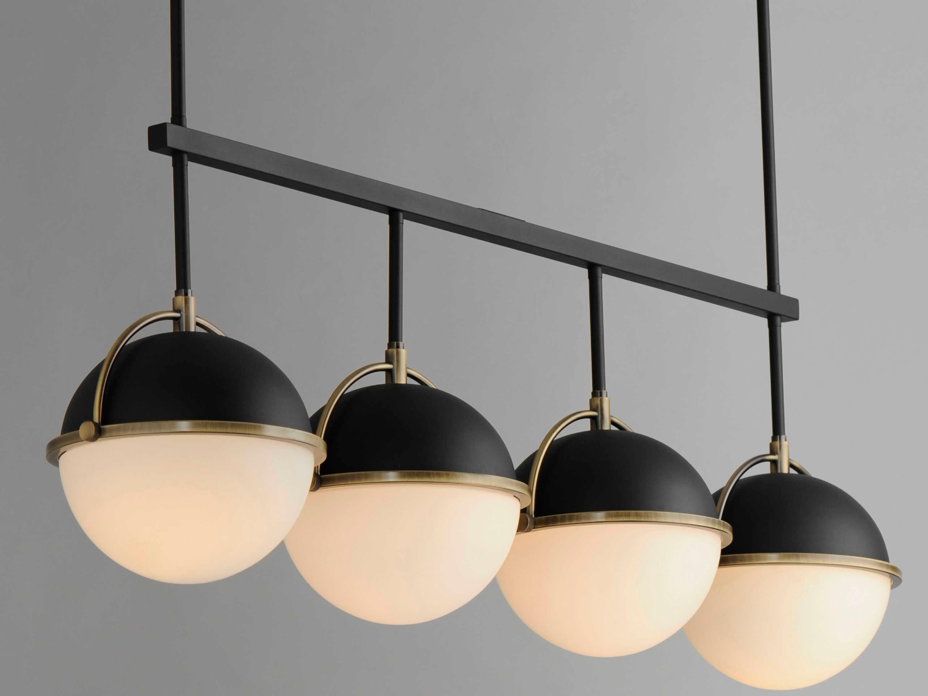 Maxim Lighting Duke 4-Light Black Weathered Brass Glass Globe Linear Island Pendant