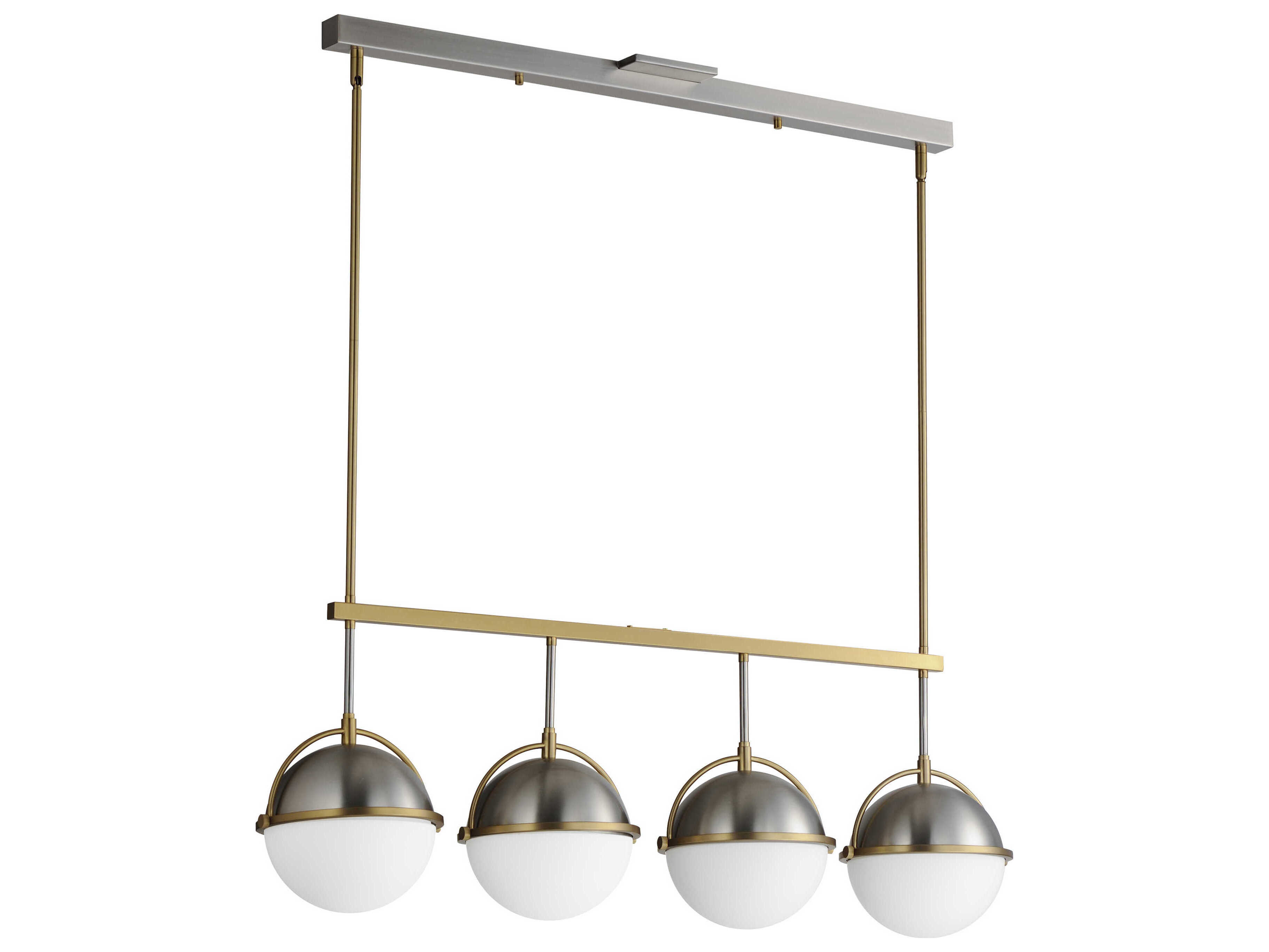 Maxim Lighting Duke 4-Light Satin Nickel Brass Glass Globe Linear Island Pendant