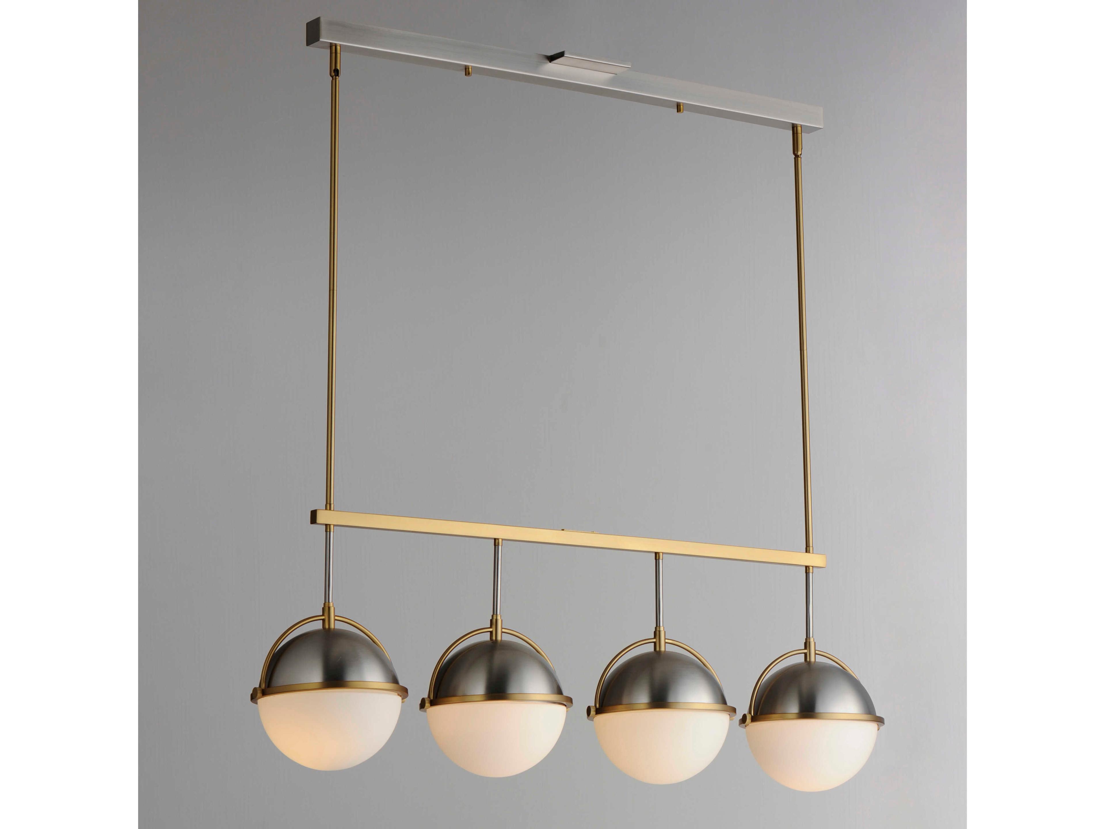 Maxim Lighting Duke 4-Light Satin Nickel Brass Glass Globe Linear Island Pendant