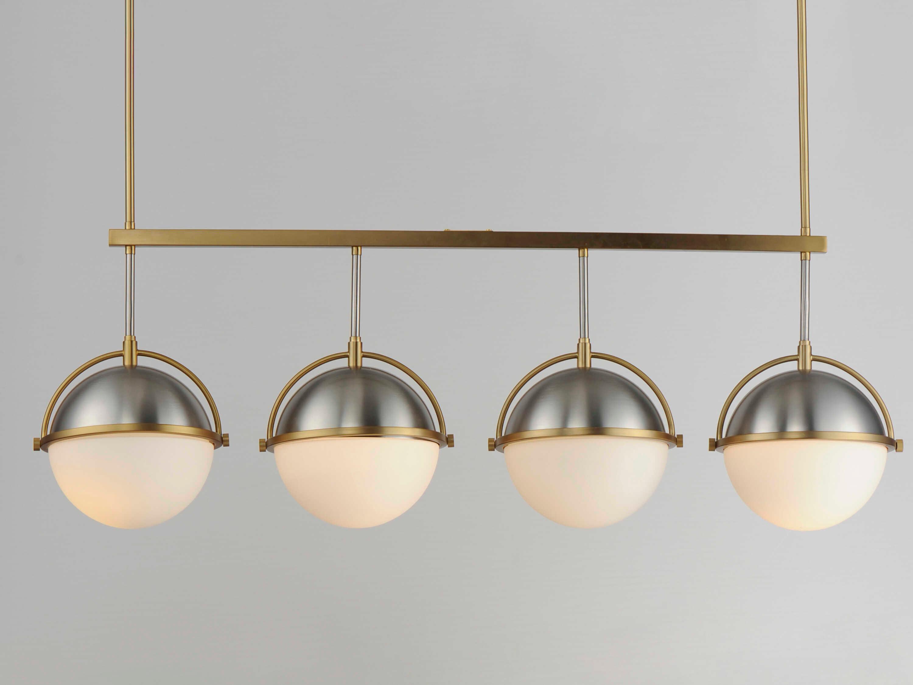 Maxim Lighting Duke 4-Light Satin Nickel Brass Glass Globe Linear Island Pendant