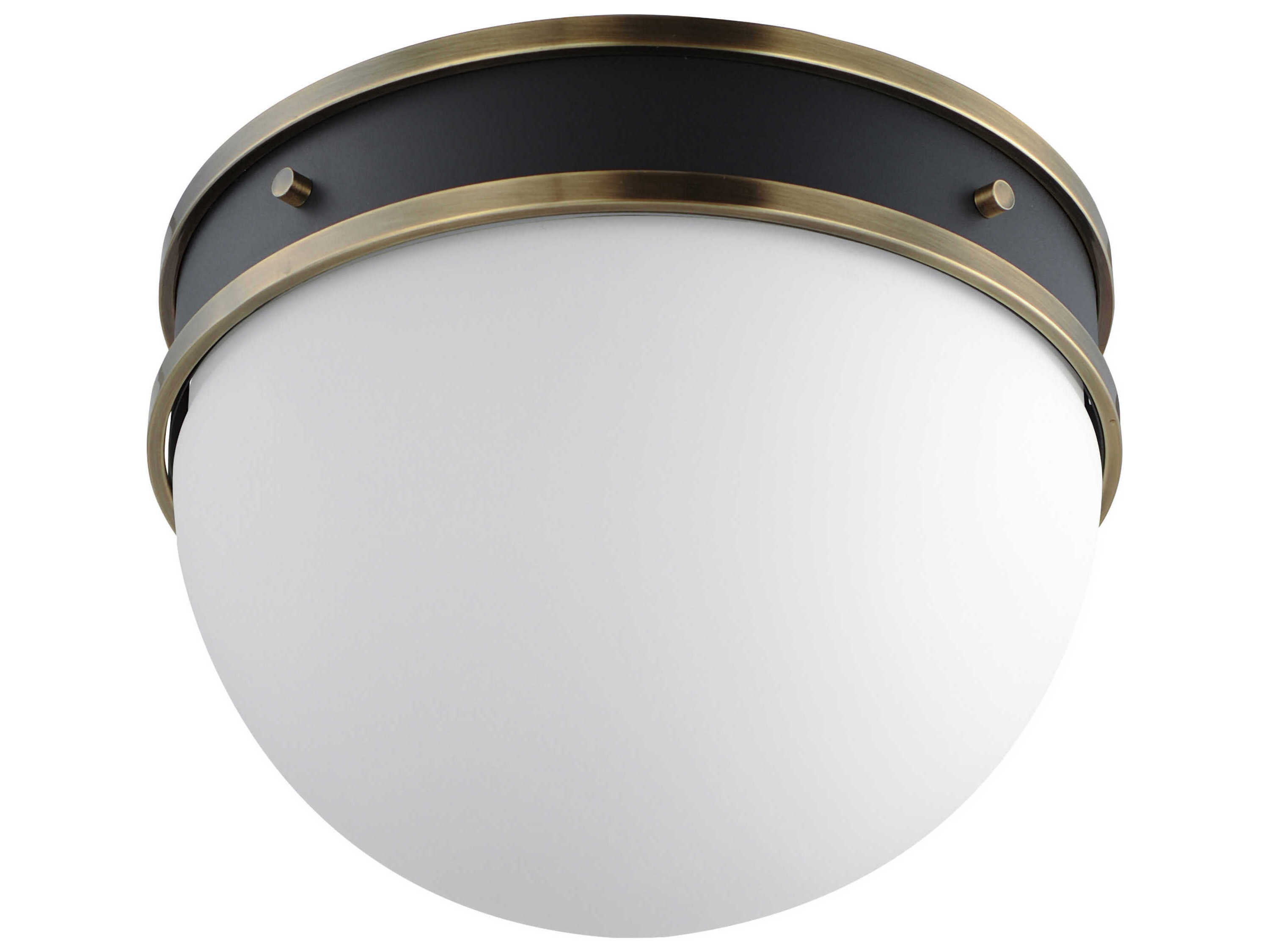 Maxim Lighting Duke 1-Light Black Weathered Brass Glass Round Flush Mount