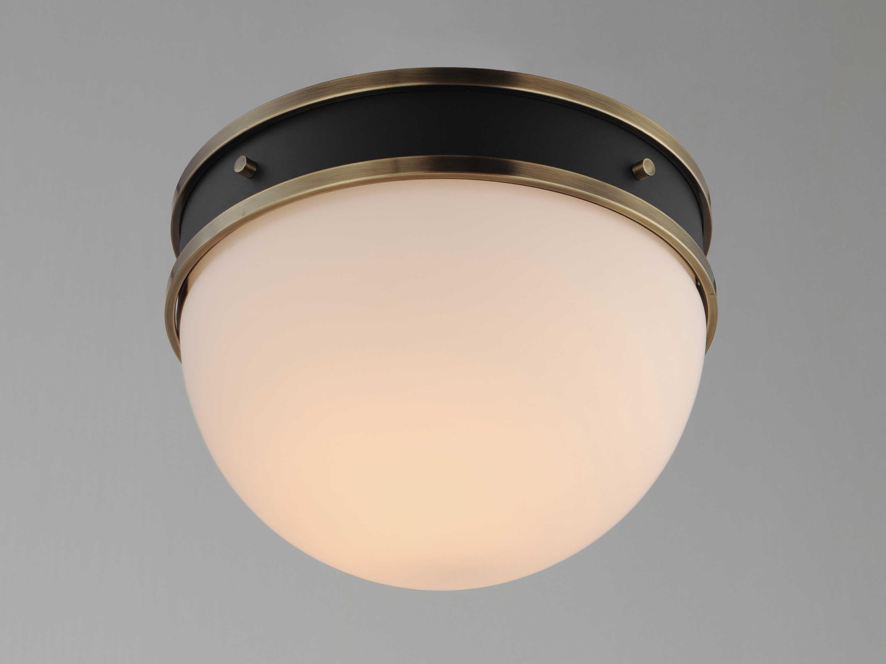 Maxim Lighting Duke 1-Light Black Weathered Brass Glass Round Flush Mount