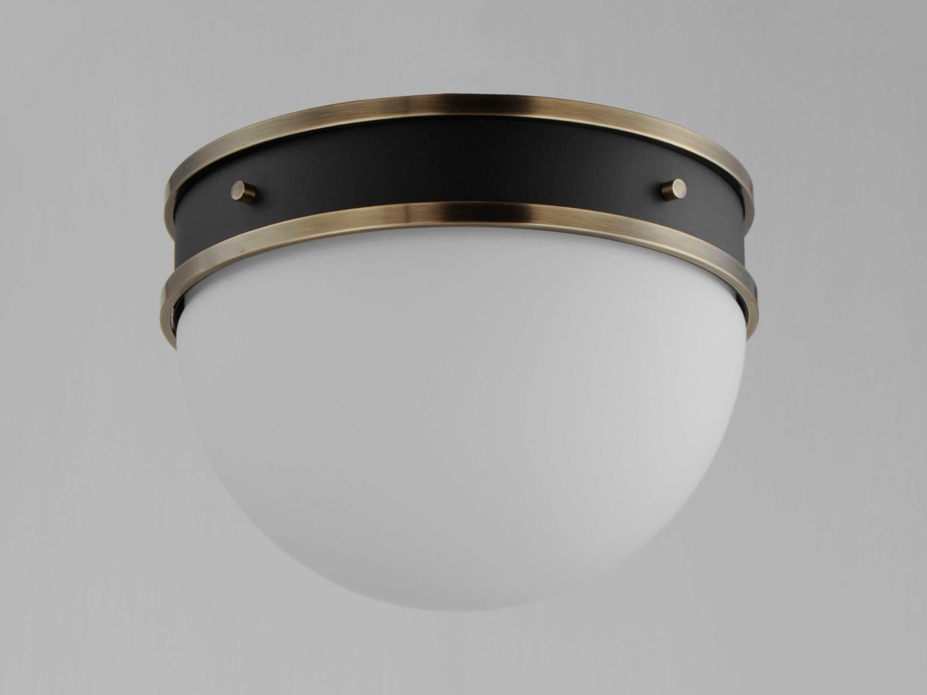 Maxim Lighting Duke 1-Light Black Weathered Brass Glass Round Flush Mount