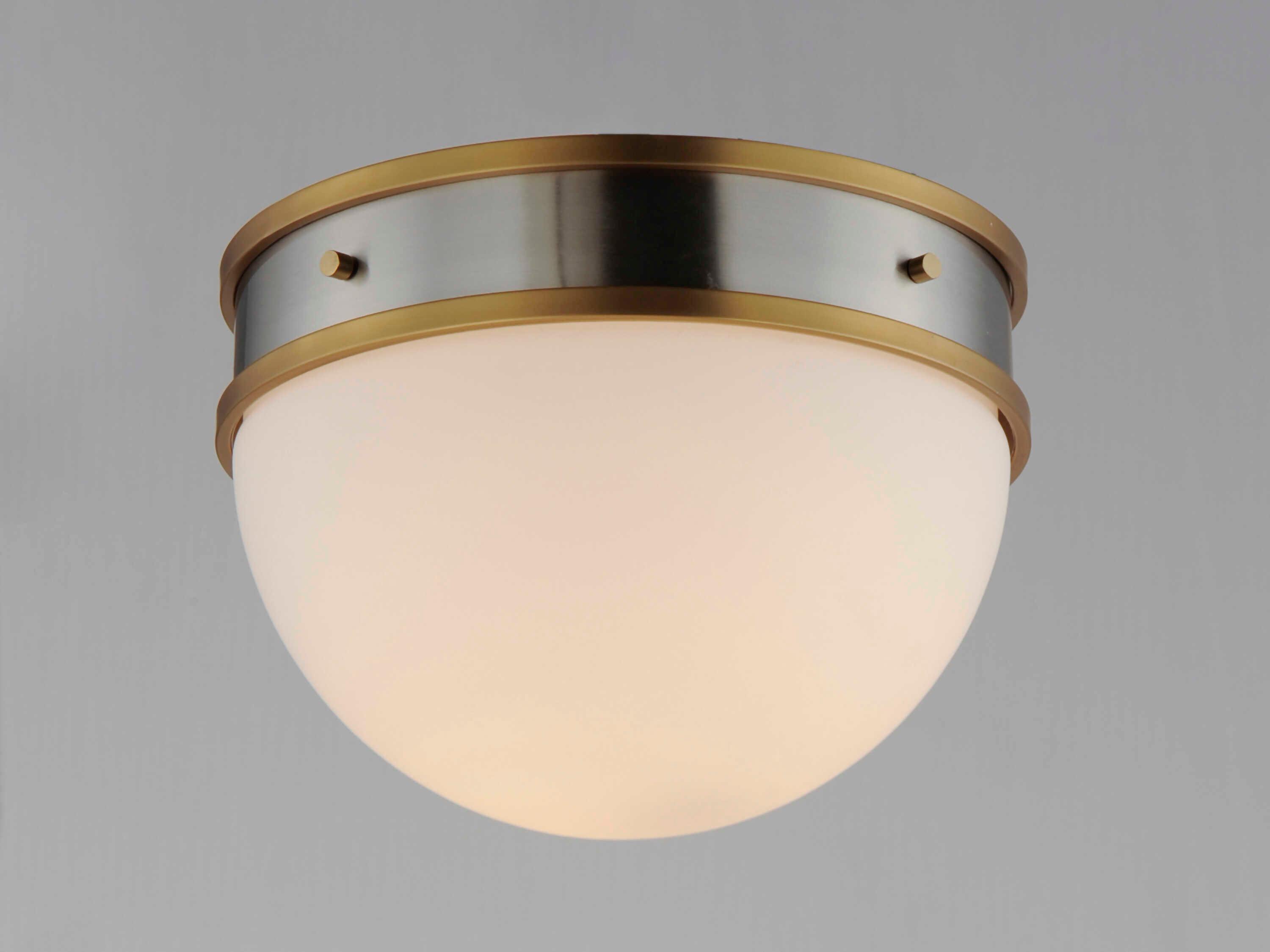 Maxim Lighting Duke 1-Light Satin Nickel Brass Glass Round Flush Mount
