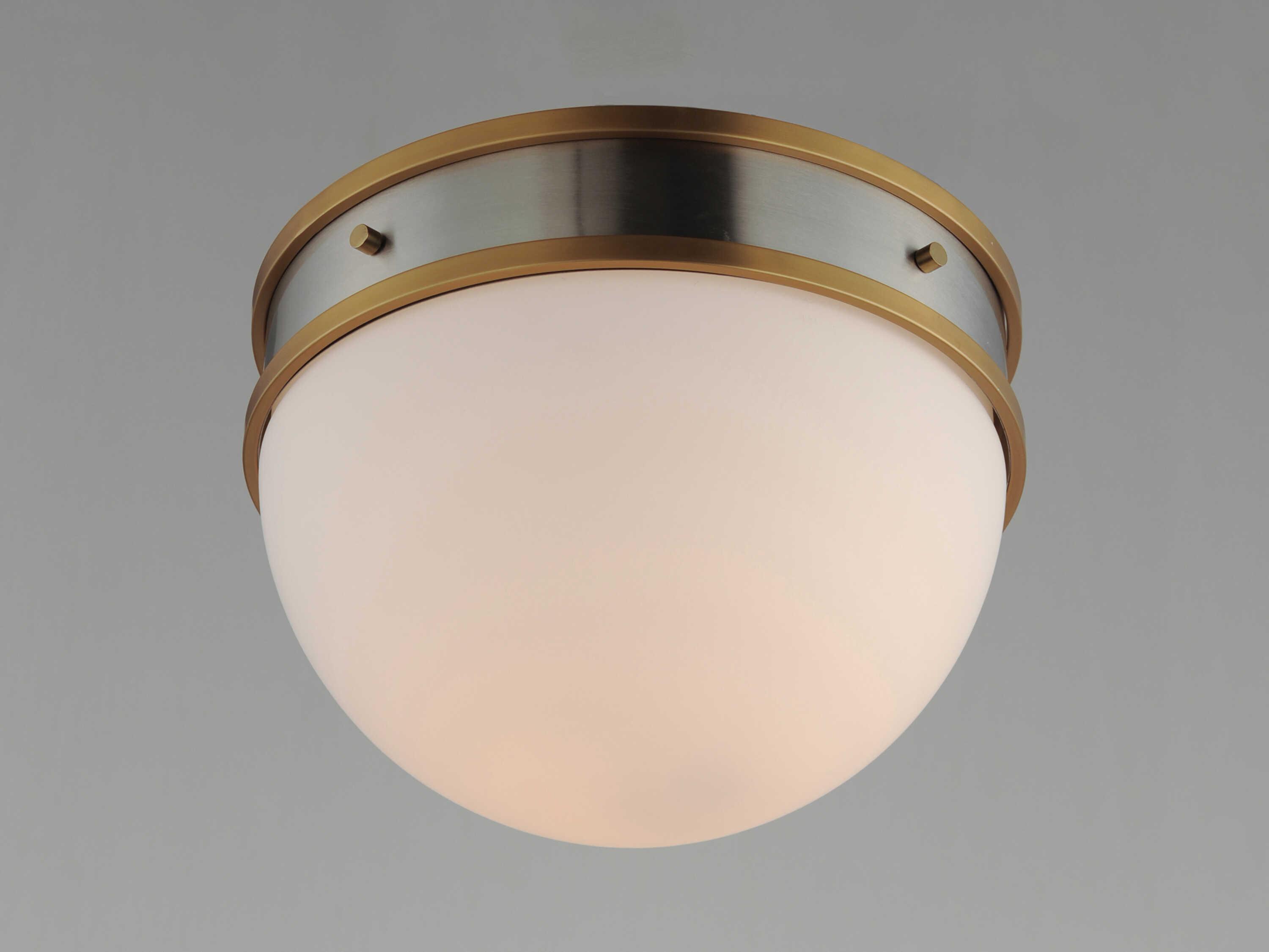 Maxim Lighting Duke 1-Light Satin Nickel Brass Glass Round Flush Mount