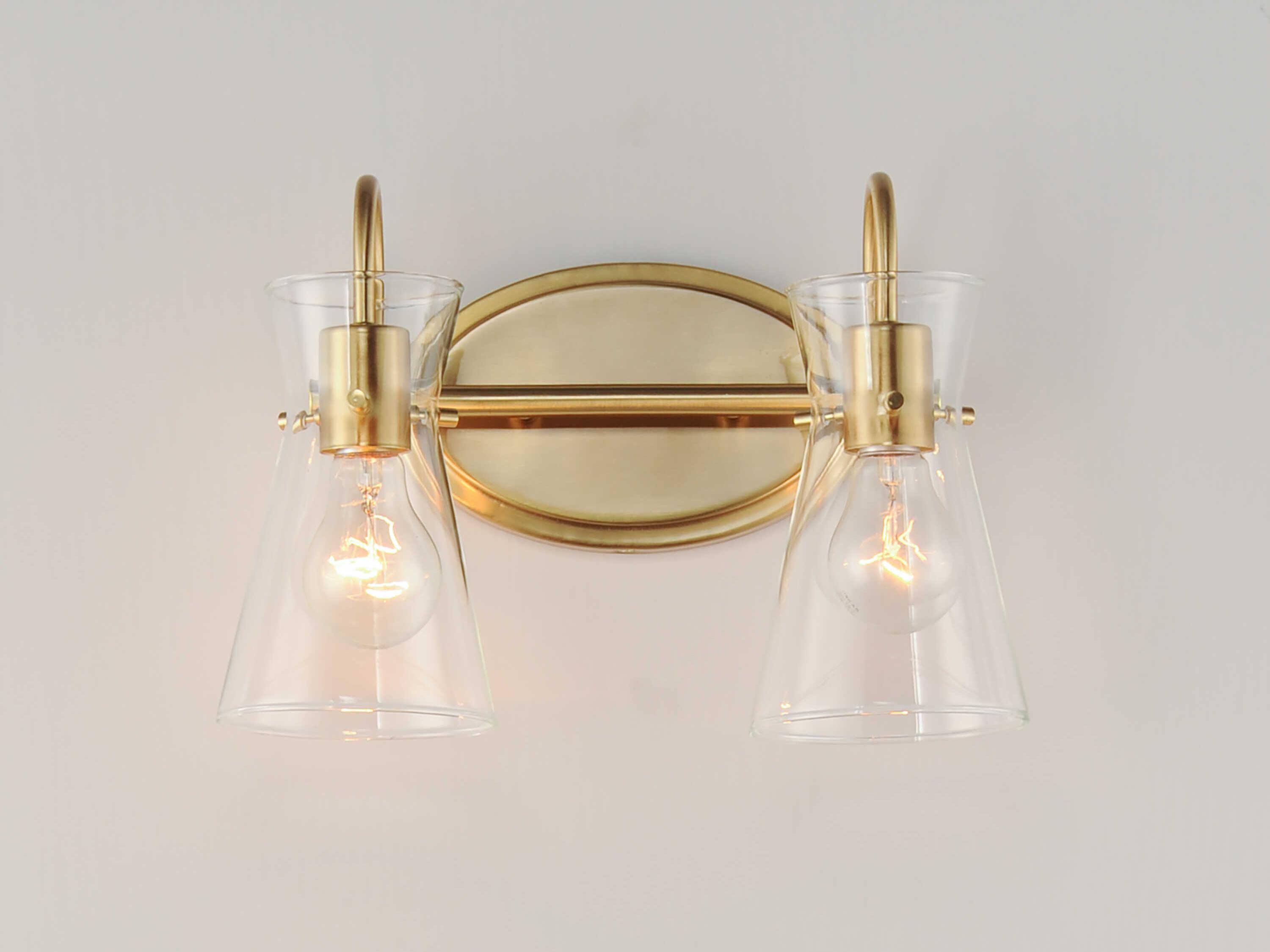 Maxim Lighting Ava 2-Light Natural Aged Brass Gold Vanity Light