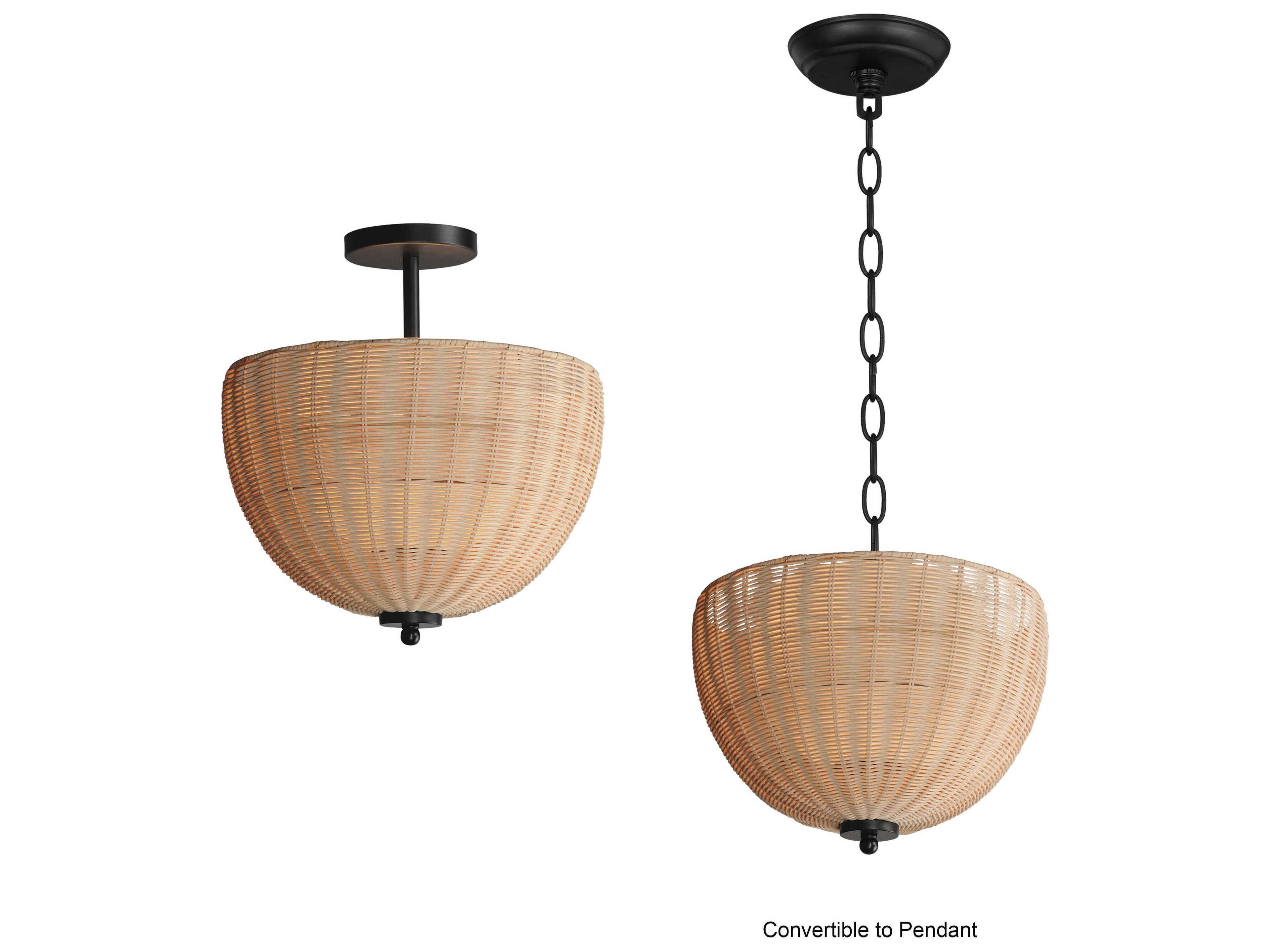 Maxim Lighting Maldives 2-Light Black Bowl Semi Flush Mount