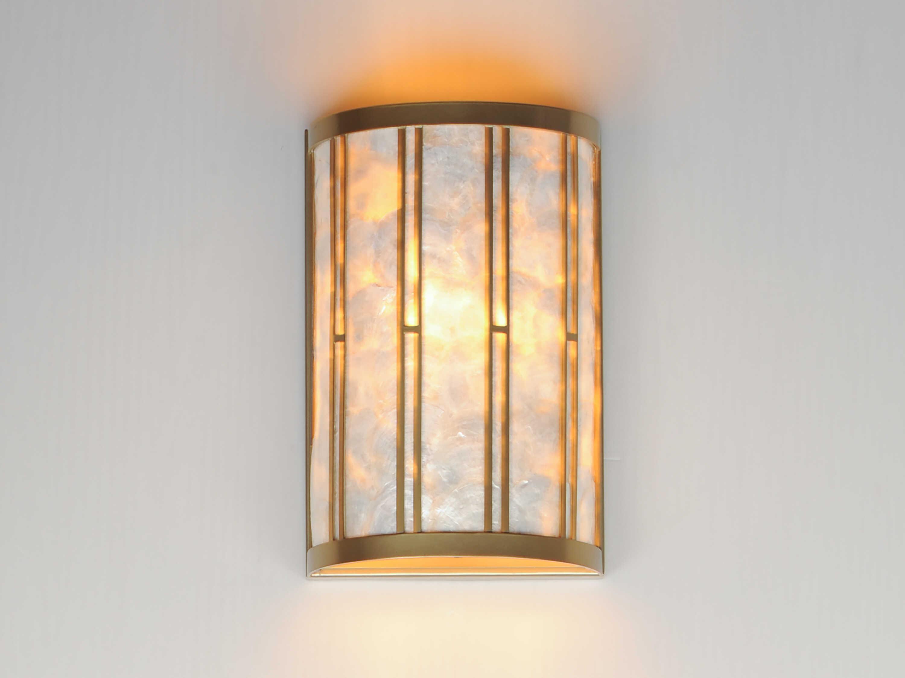 Maxim Lighting Miramar 1-Light Capiz Natural Aged Brass Wall Sconce