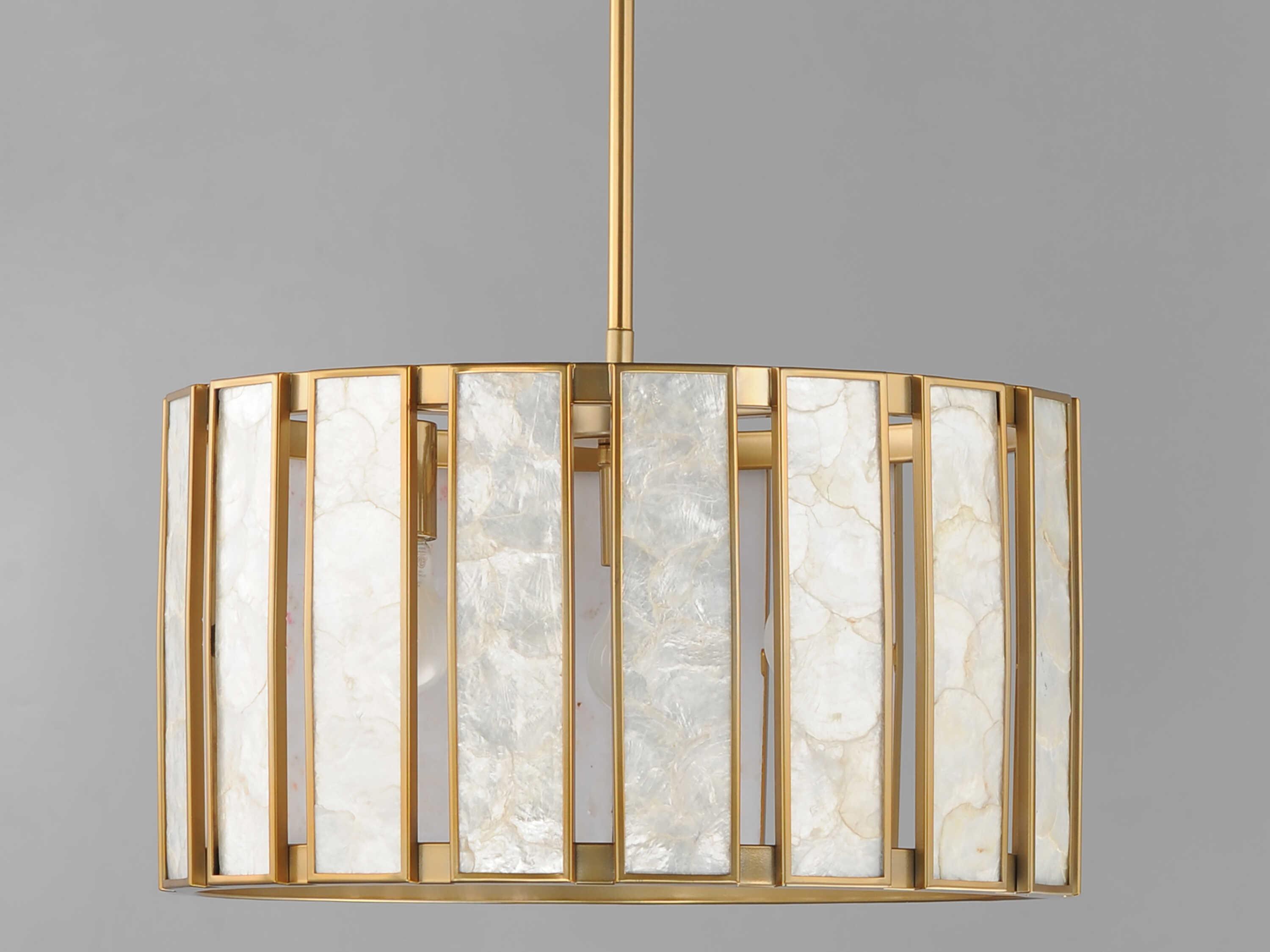 Maxim Lighting Miramar 3-Light Capiz Natural Aged Brass Drum Pendant