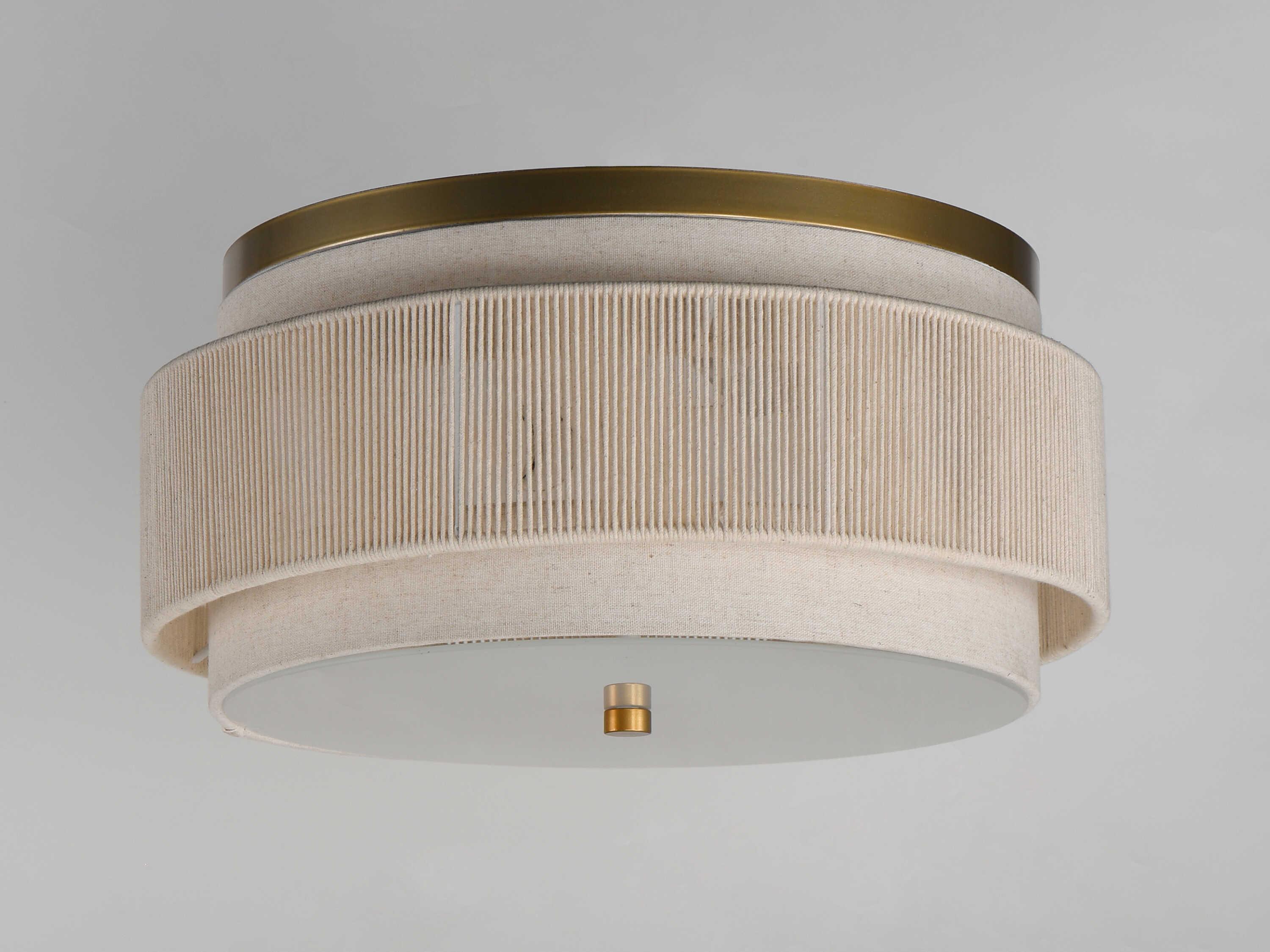 Maxim Lighting Seacliff 2-Light Natural Aged Brass Round Flush Mount