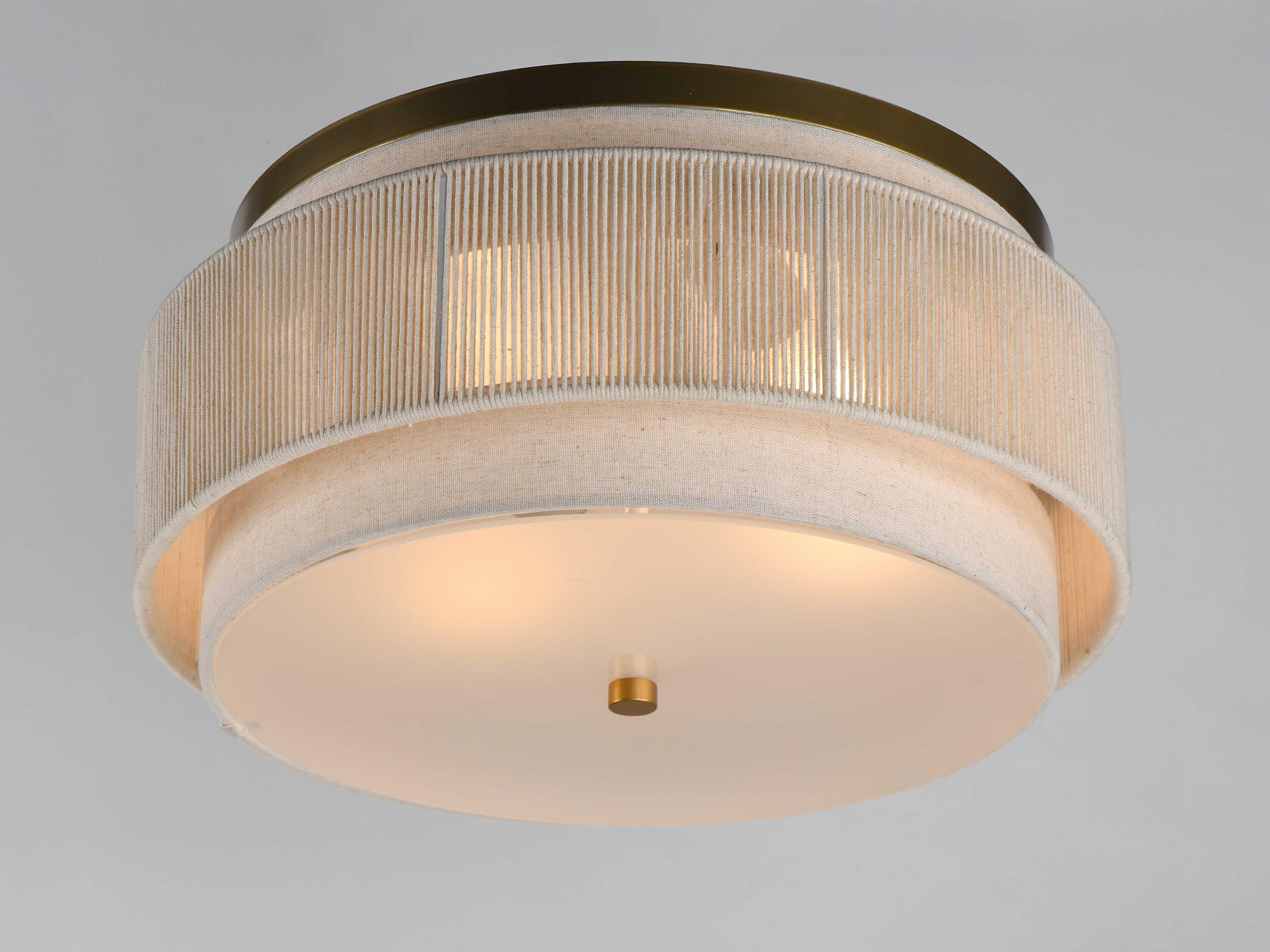 Maxim Lighting Seacliff 2-Light Natural Aged Brass Round Flush Mount