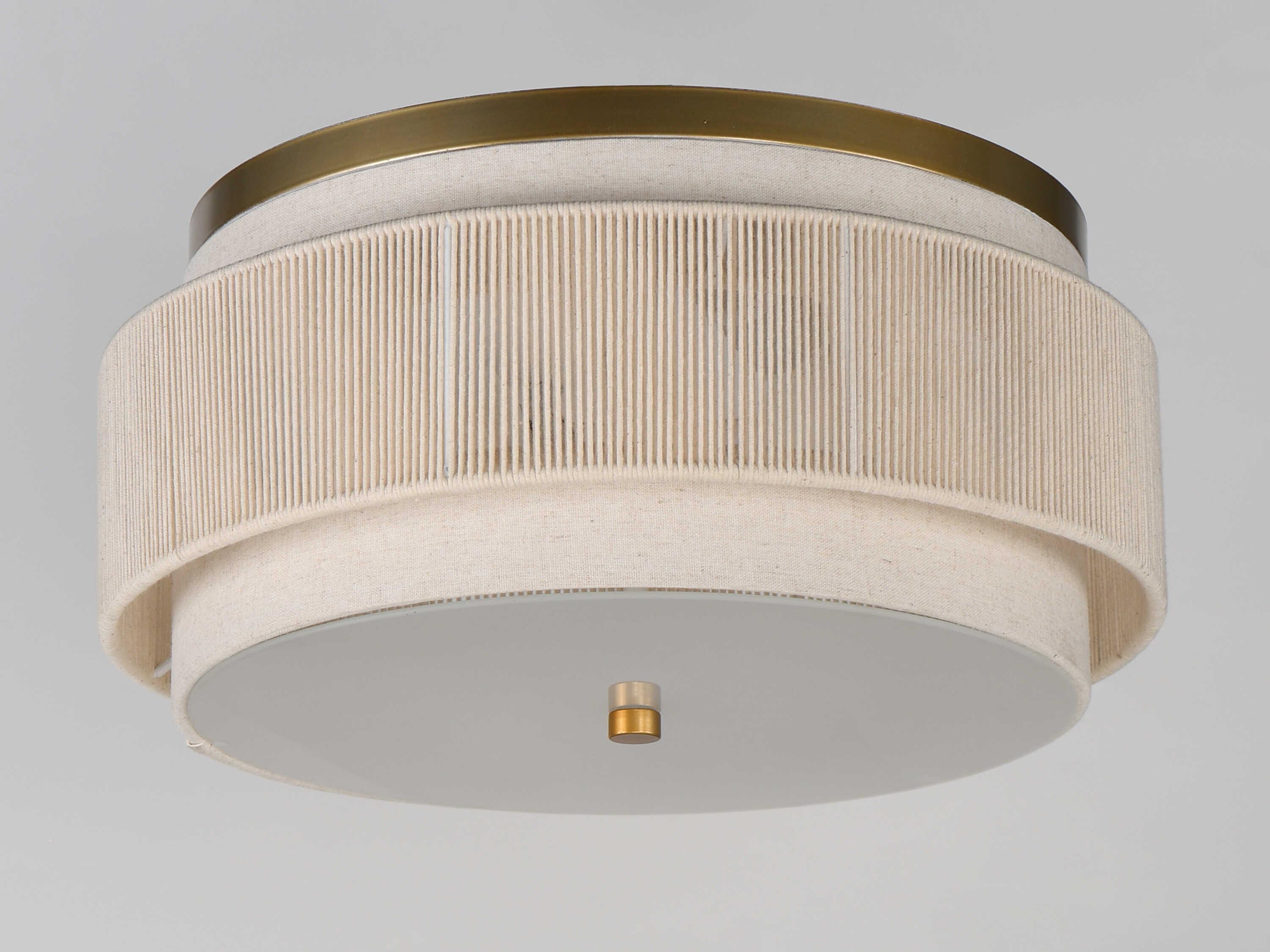 Maxim Lighting Seacliff 2-Light Natural Aged Brass Round Flush Mount