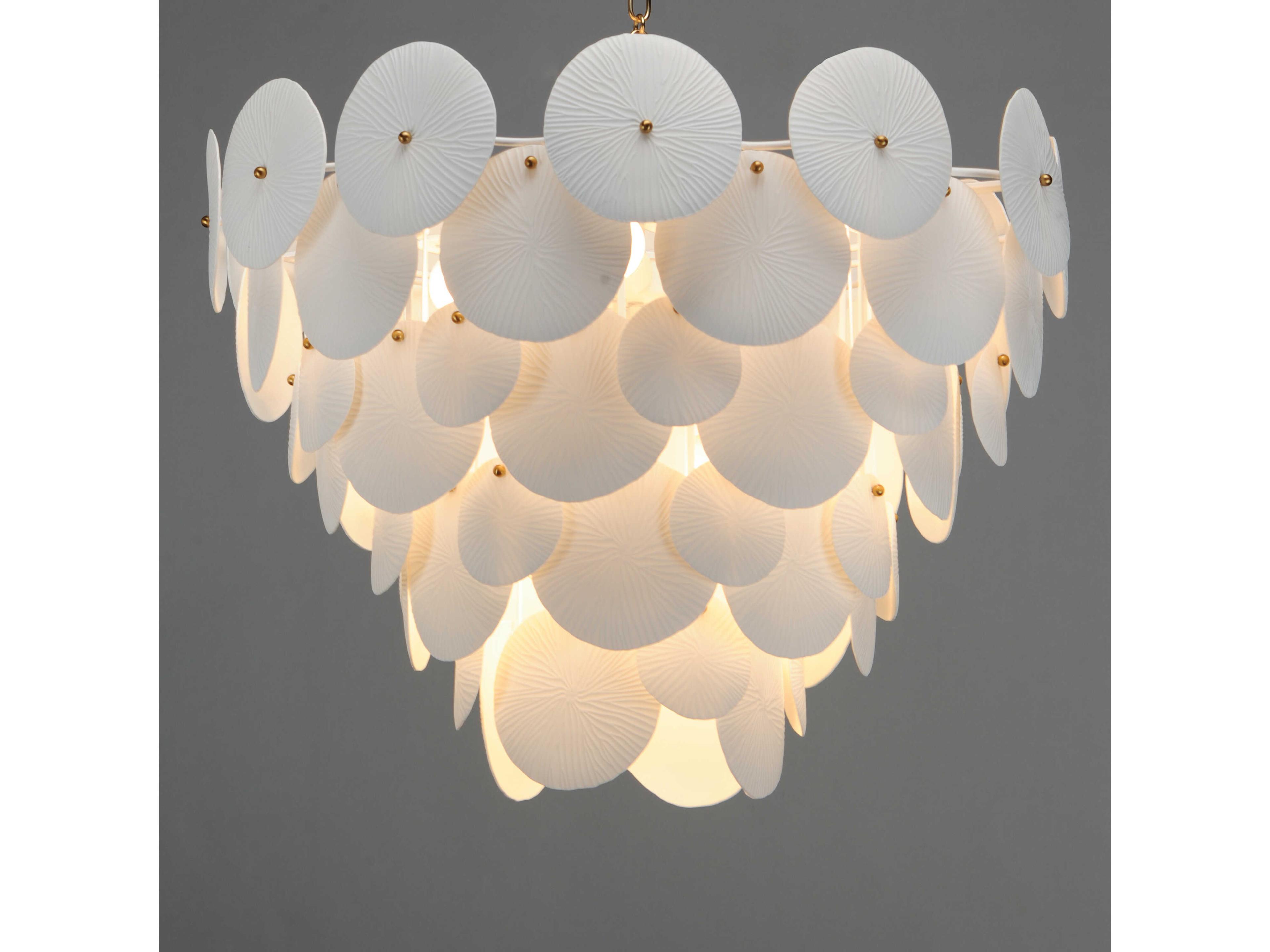 Maxim Lighting Isla 8-Light Natural Aged Brass White Tiered Pendant