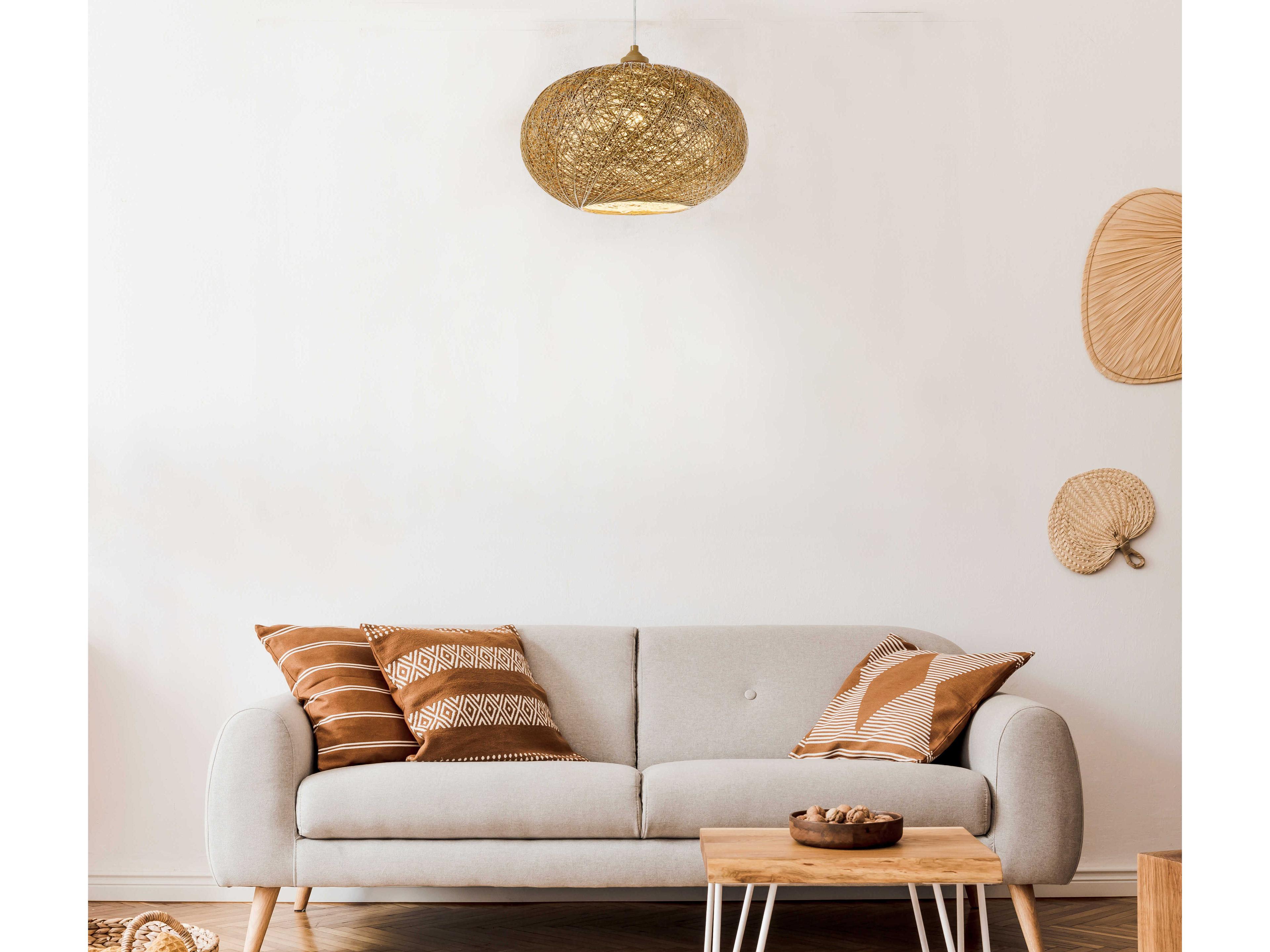 Maxim Lighting Bali 1-Light Natural Brown Dome Round Pendant