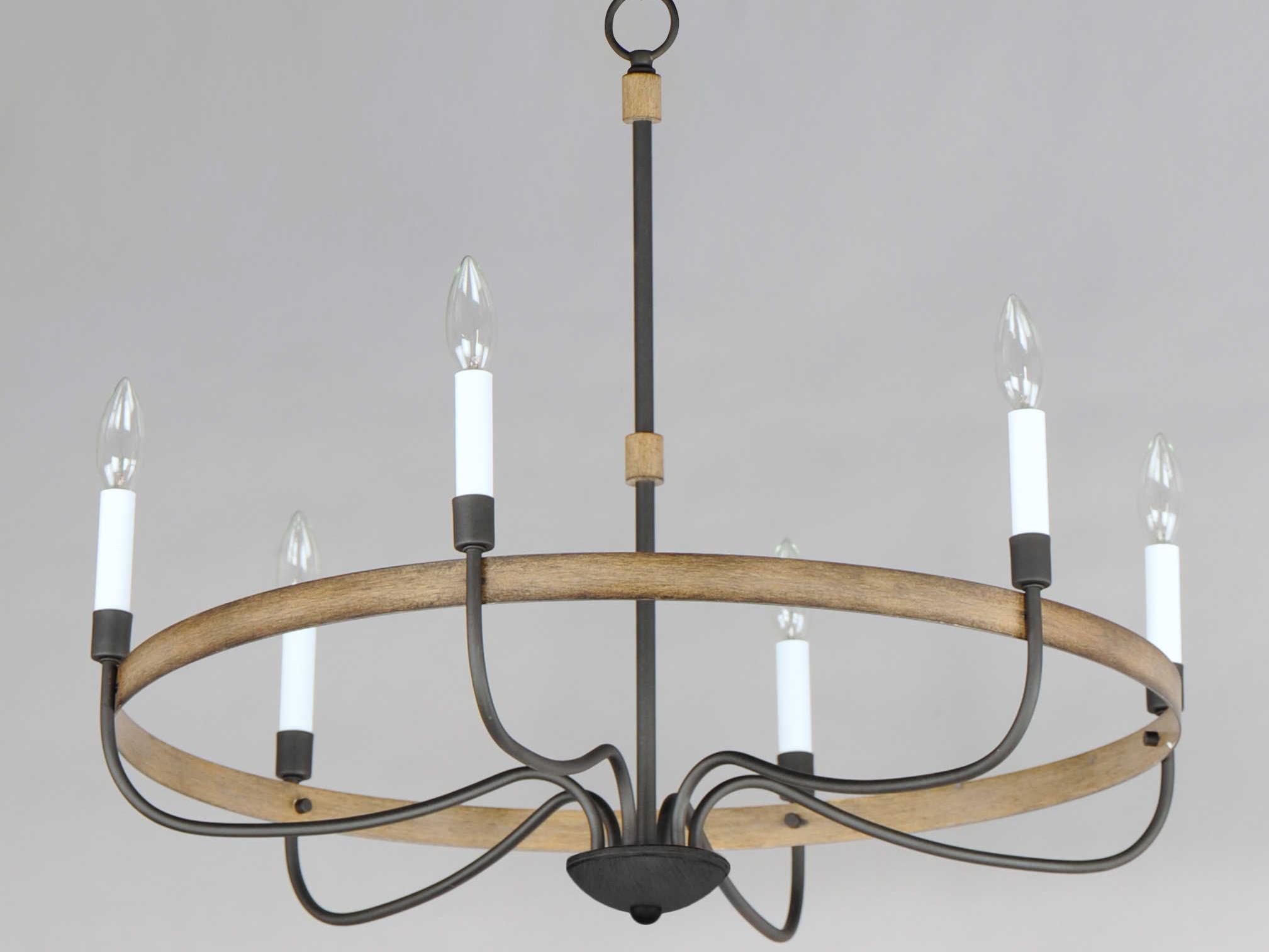 Maxim Lighting Franklin 6-Light Driftwood Black Brown Candelabra Chandelier