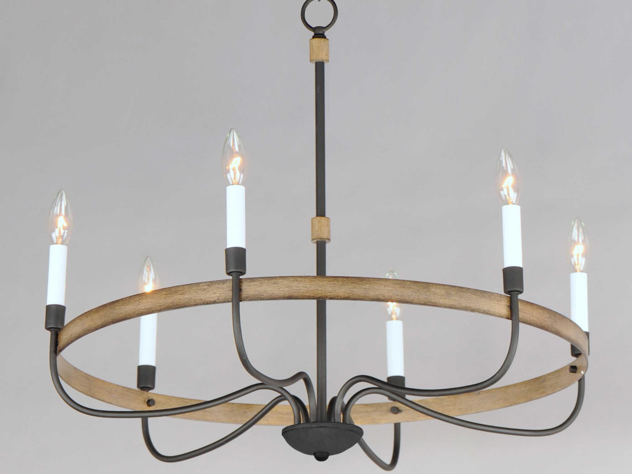 Maxim Lighting Franklin 6-Light Driftwood Black Brown Candelabra Chandelier