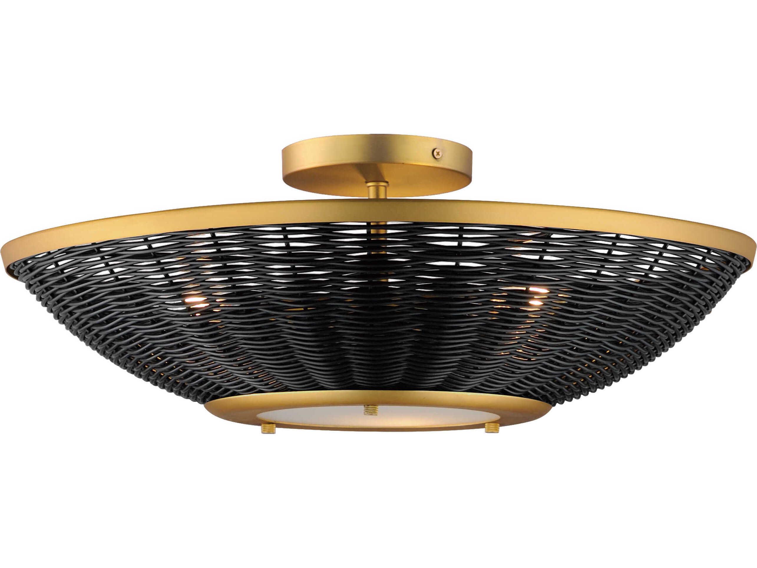 Maxim Lighting Rattan 3-Light Natural Aged Brass Wall Sconce