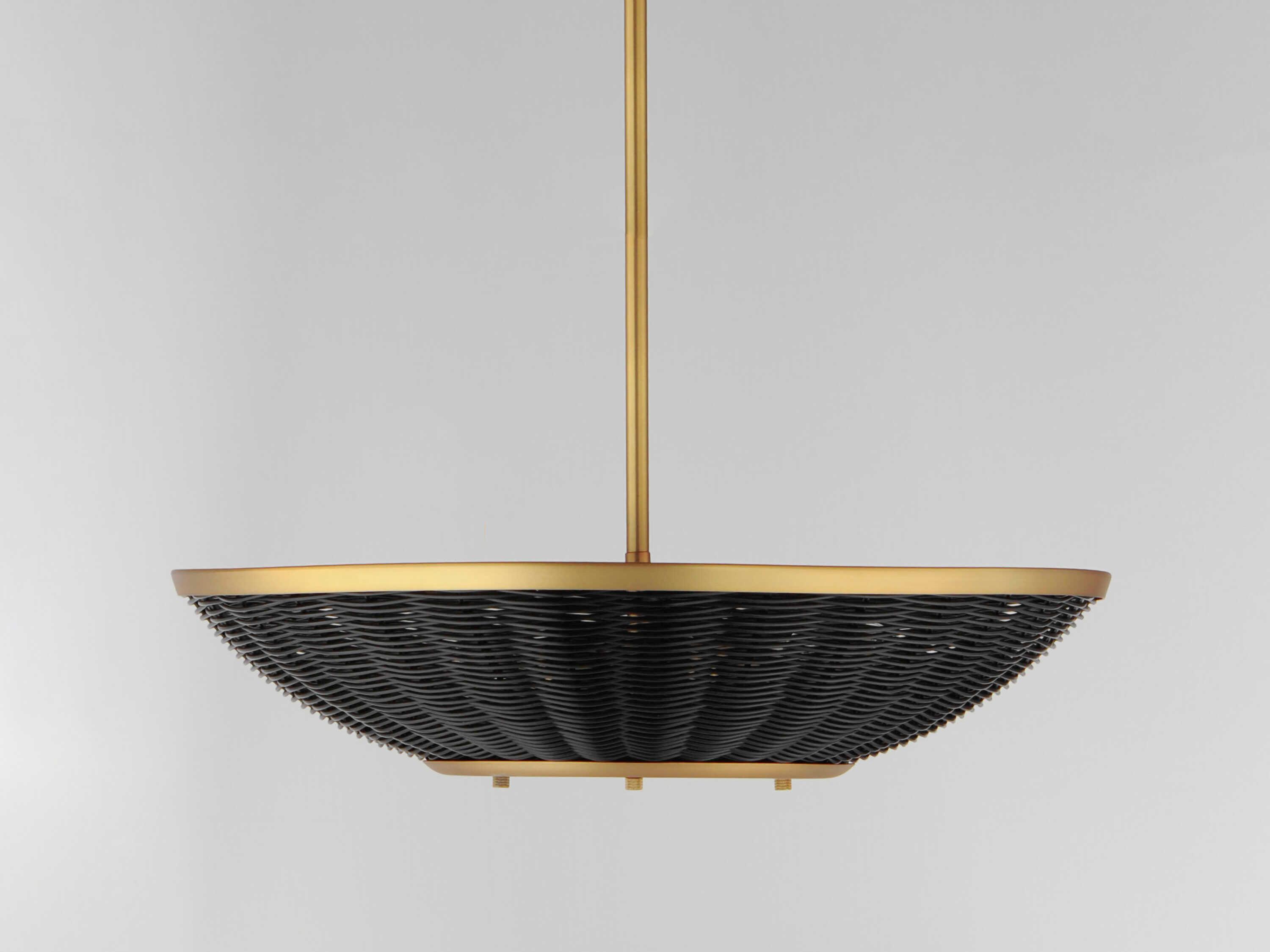 Maxim Lighting Rattan 3-Light Natural Aged Brass Bowl Pendant