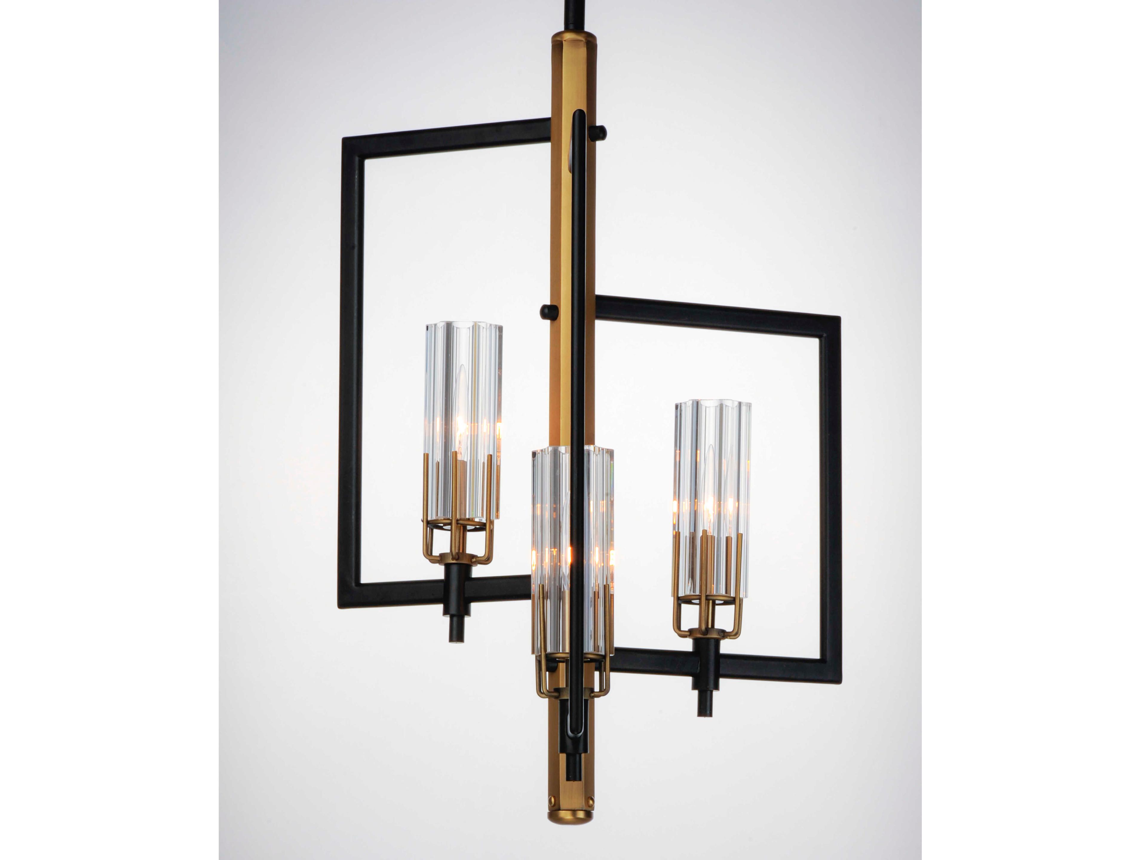 Maxim Lighting Flambeau 3-Light Black Antique Brass Glass Candelabra Chandelier
