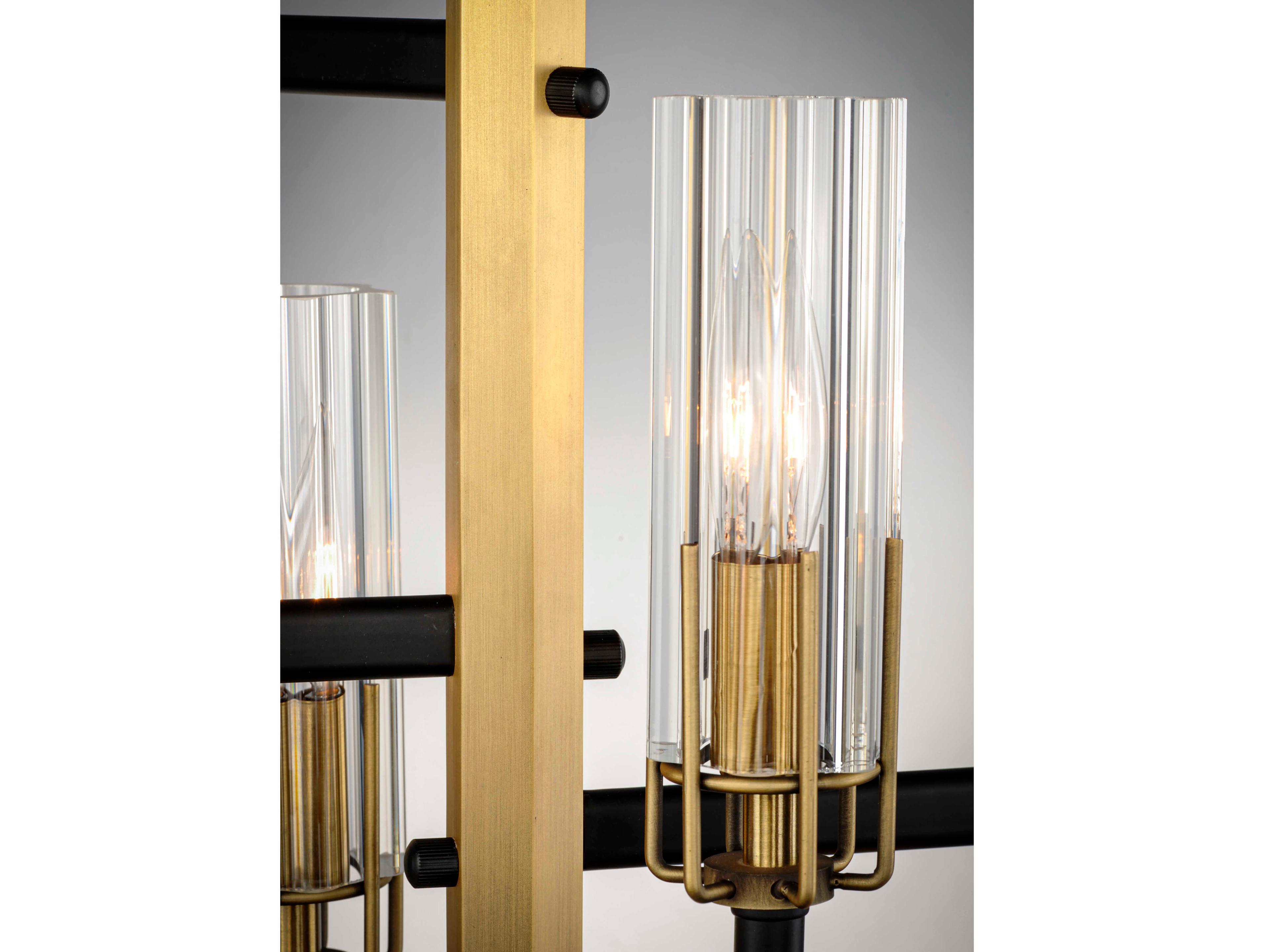 Maxim Lighting Flambeau 6-Light Black Antique Brass Glass Candelabra Geometric Chandelier