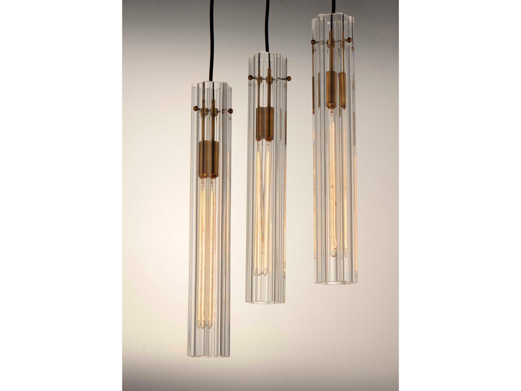 Maxim Lighting Flambeau 3-Light Black Antique Brass Glass Cylinder Pendant