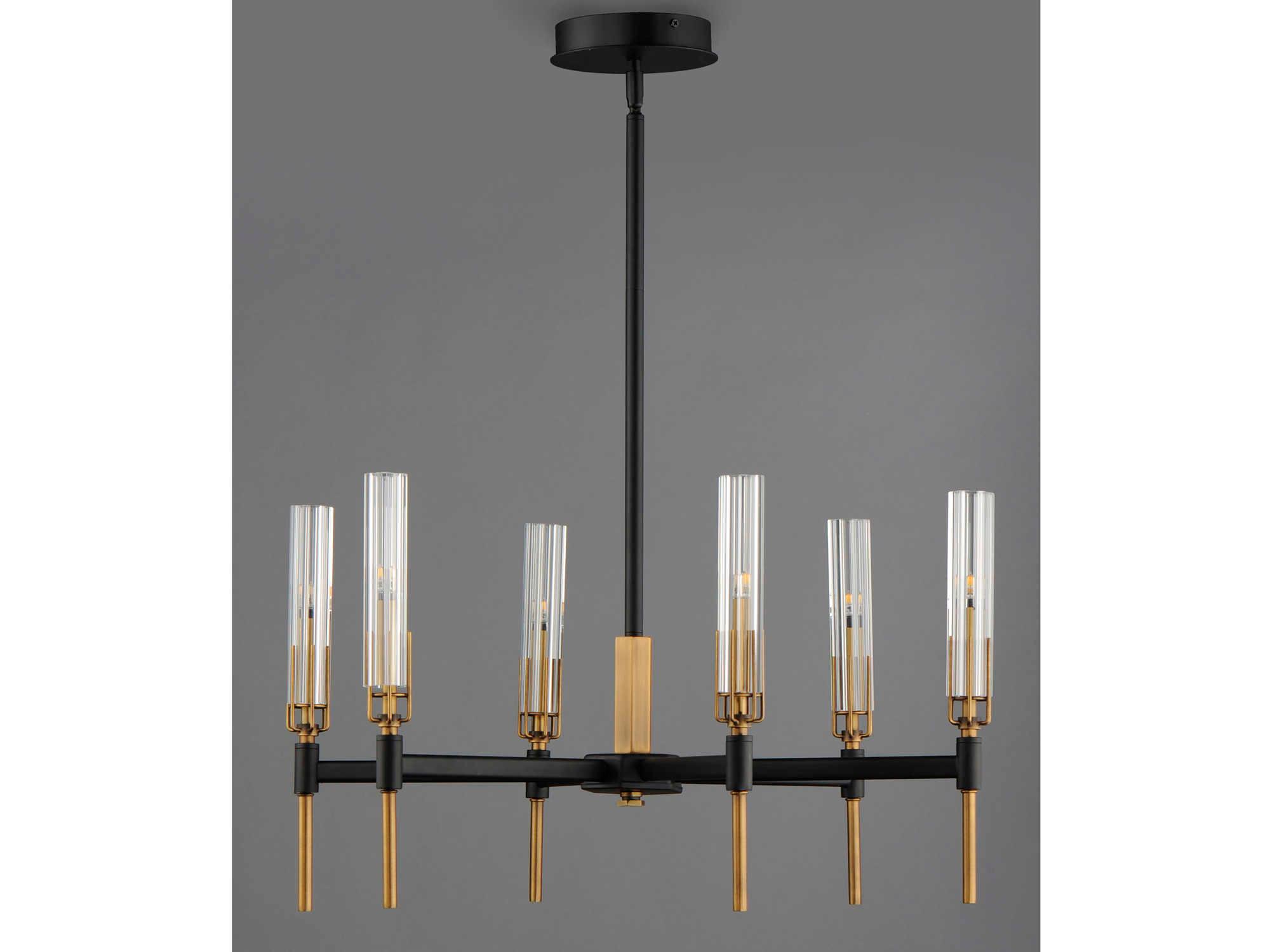 Maxim Lighting Flambeau 6-Light Black Antique Brass Glass LED Candelabra Chandelier