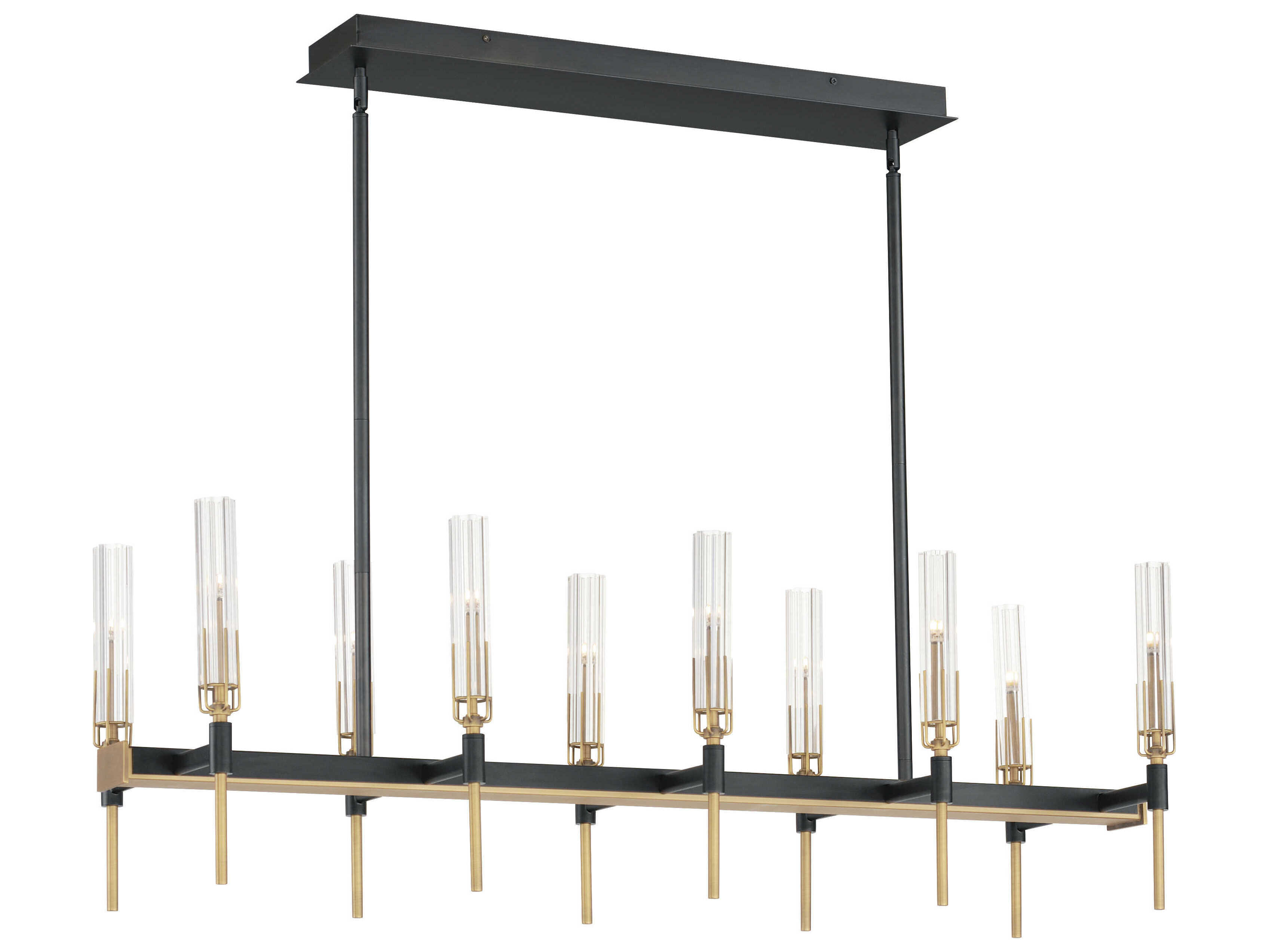 Maxim Lighting Flambeau 10-Light Black Antique Brass Glass LED Linear Island Pendant