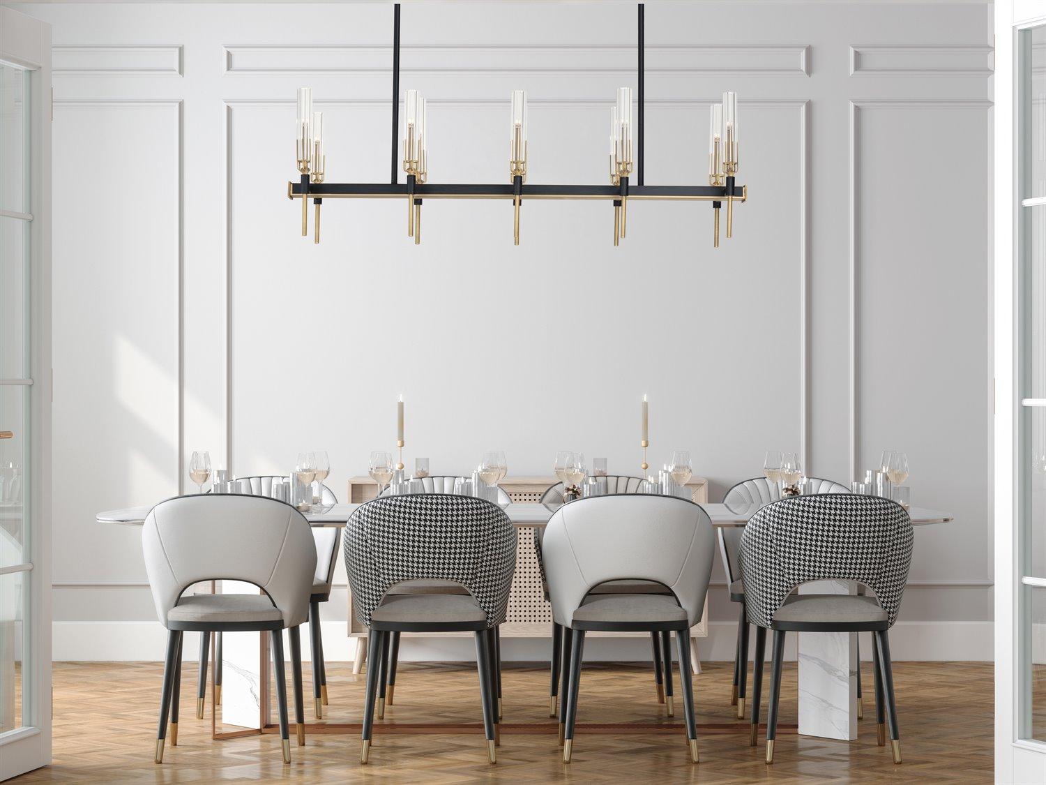 Maxim Lighting Flambeau 10-Light Black Antique Brass Glass LED Linear Island Pendant