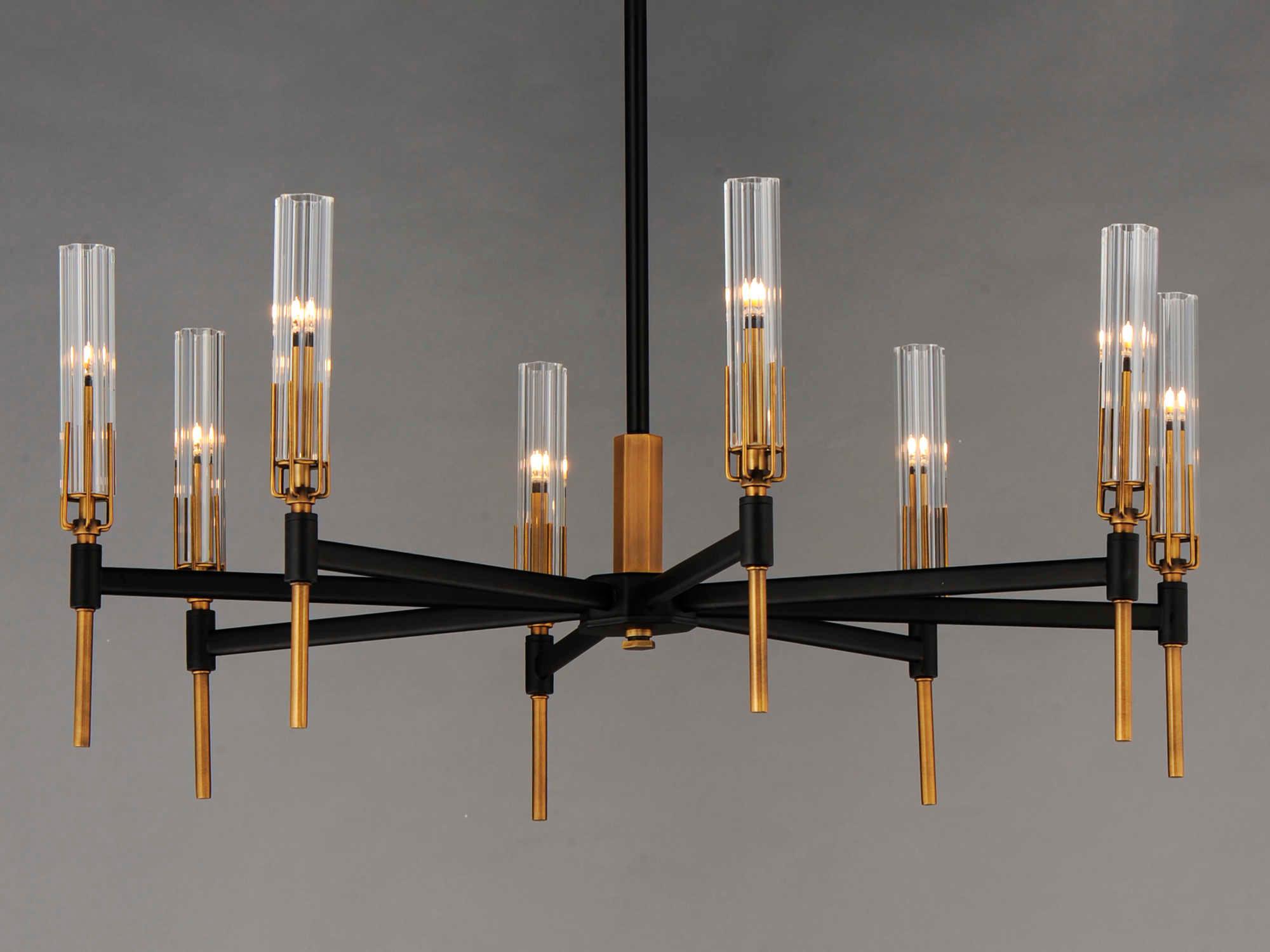 Maxim Lighting Flambeau 8-Light Black Antique Brass Glass LED Candelabra Chandelier