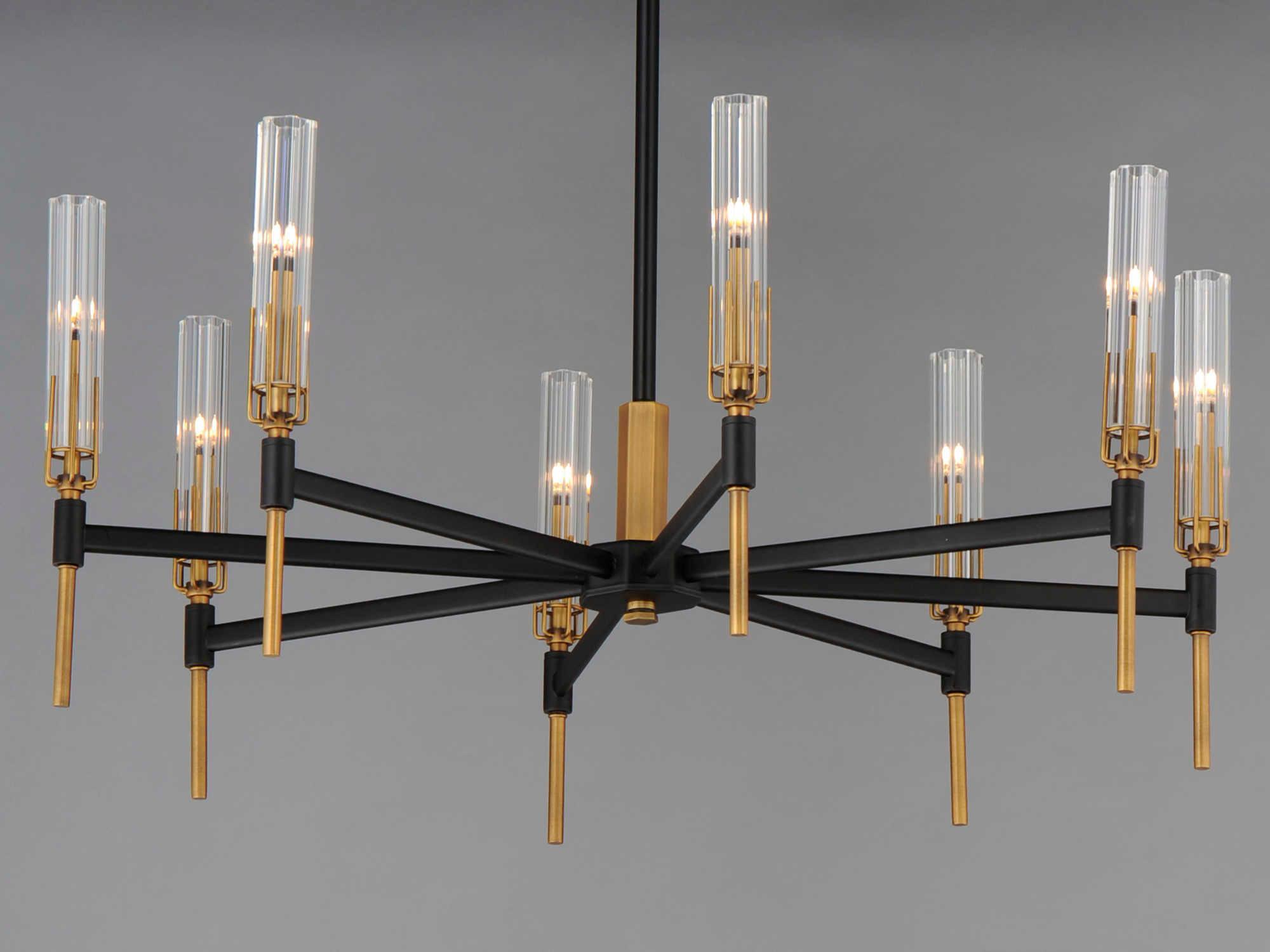 Maxim Lighting Flambeau 8-Light Black Antique Brass Glass LED Candelabra Chandelier