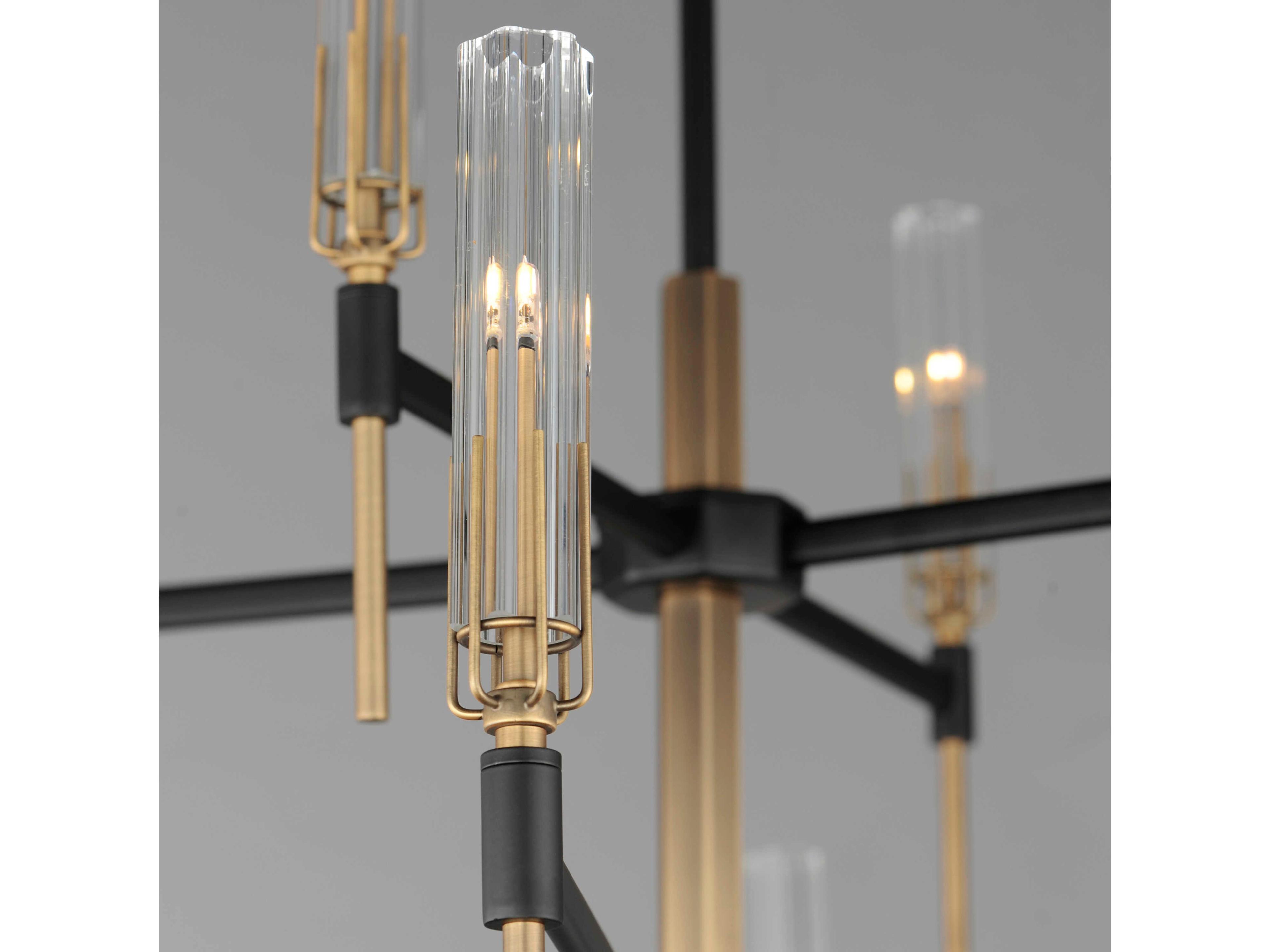 Maxim Lighting Flambeau 12-Light Black Antique Brass Glass LED Tiered Chandelier