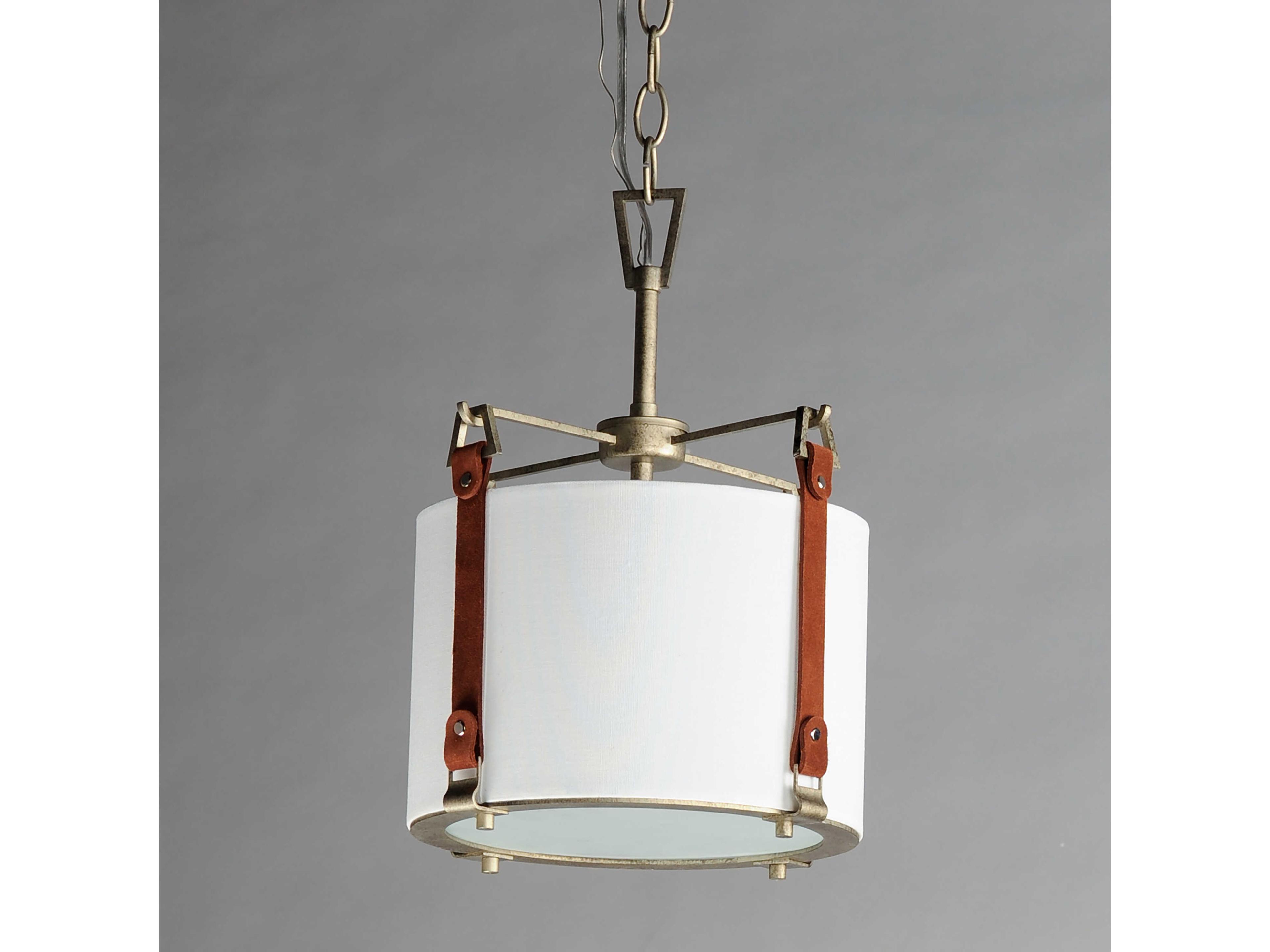 Maxim Lighting Sausalito 1-Light Weathered Zinc Brown Suede Glass Drum Mini Pendant