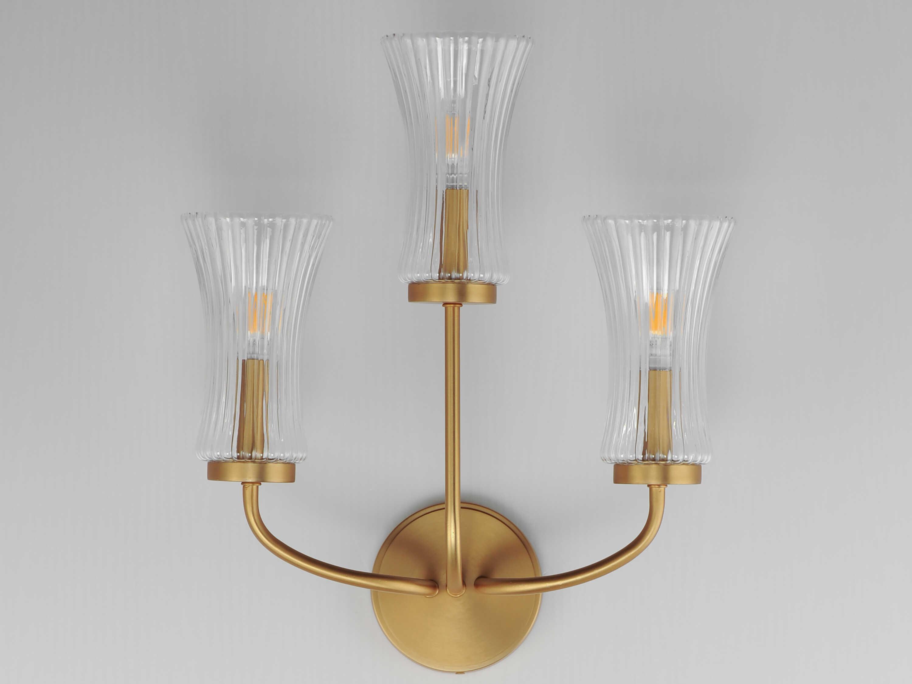 Maxim Lighting Camelot 3-Light Natural Aged Brass Wall Sconce