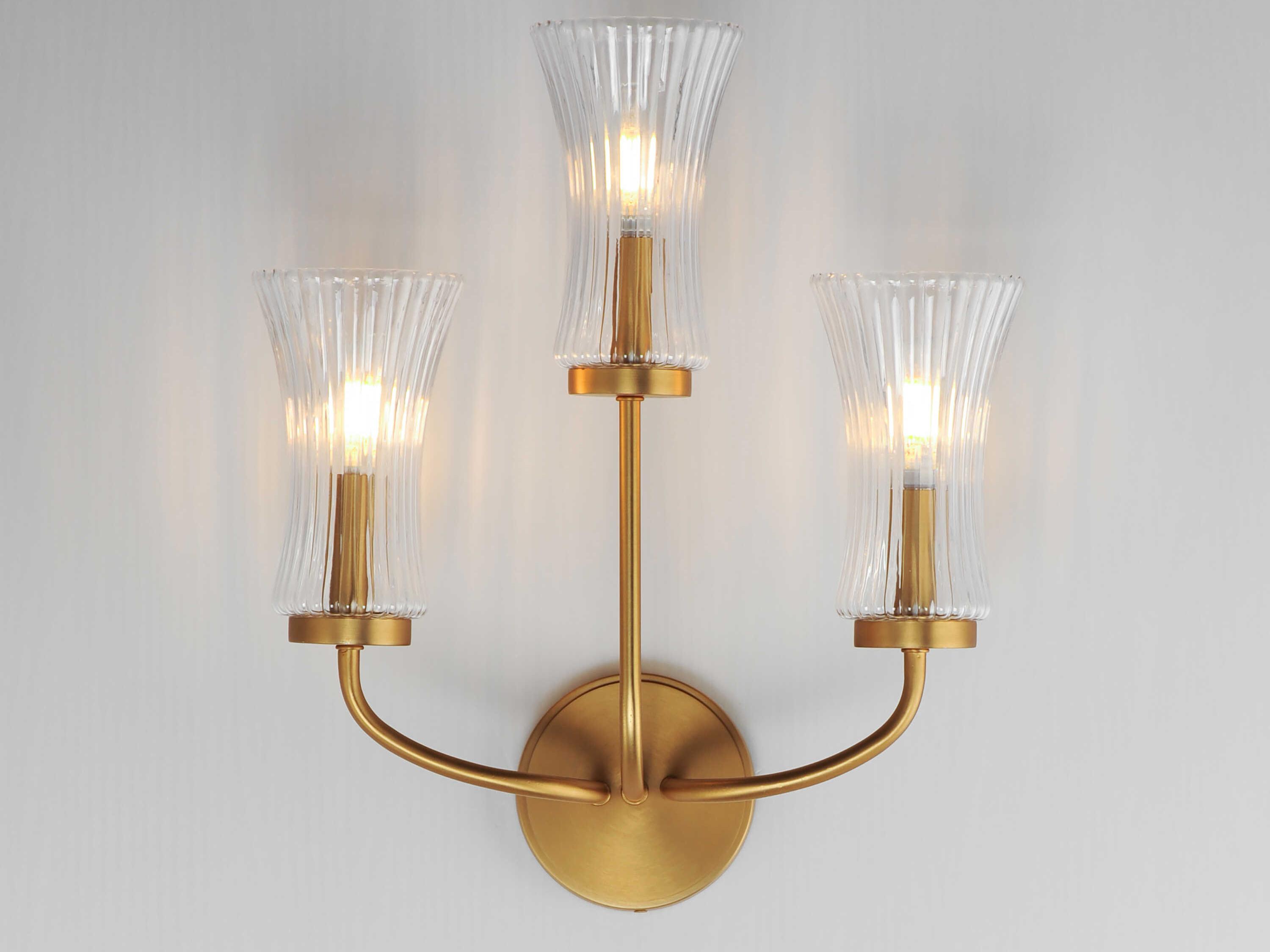 Maxim Lighting Camelot 3-Light Natural Aged Brass Wall Sconce